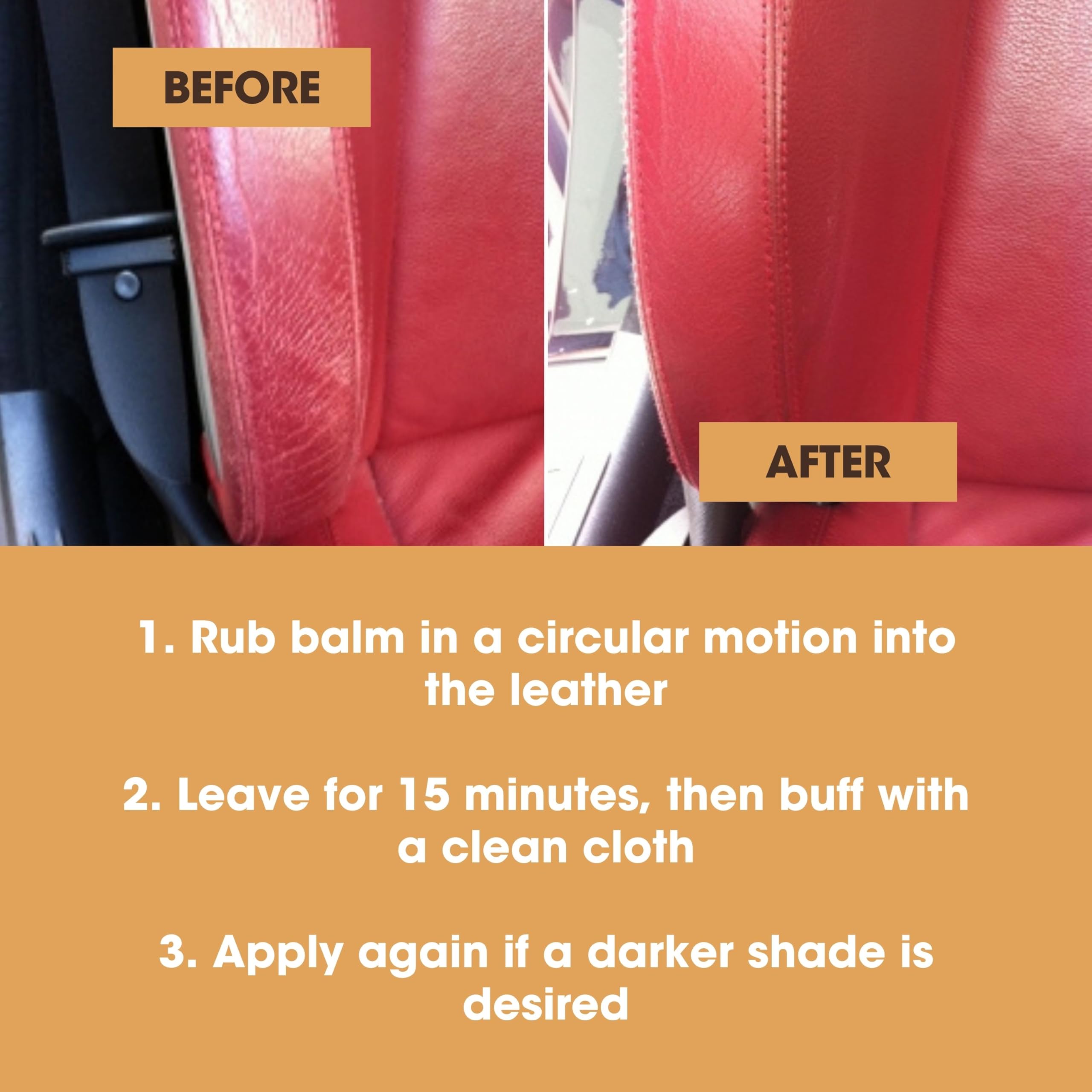 Furniture Clinic Leather Recolouring Balm - Tan Shade for Faded & Scratched Sofas, Car Seats, Shoes, Bags and Clothing 5