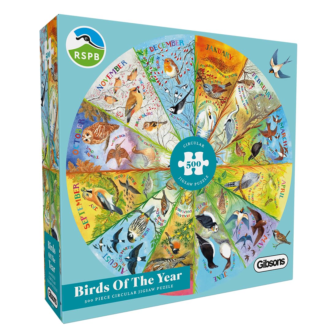 Gibsons RSPB Birds of the Year 500 Piece Circular Jigsaw Puzzle | 49 cm Diameter
