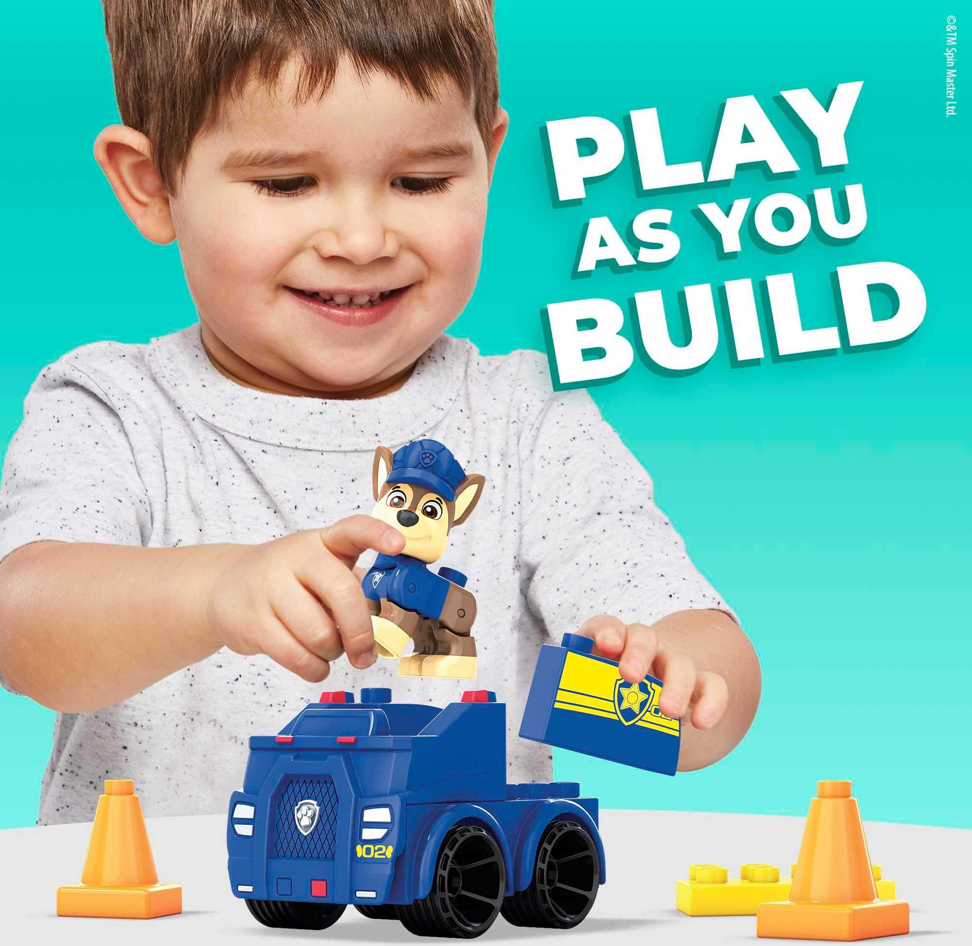 Mega Bloks PAW Patrol Chase's Police Car Building Set - 9-Piece Buildable Vehicle with Articulated Figure 8