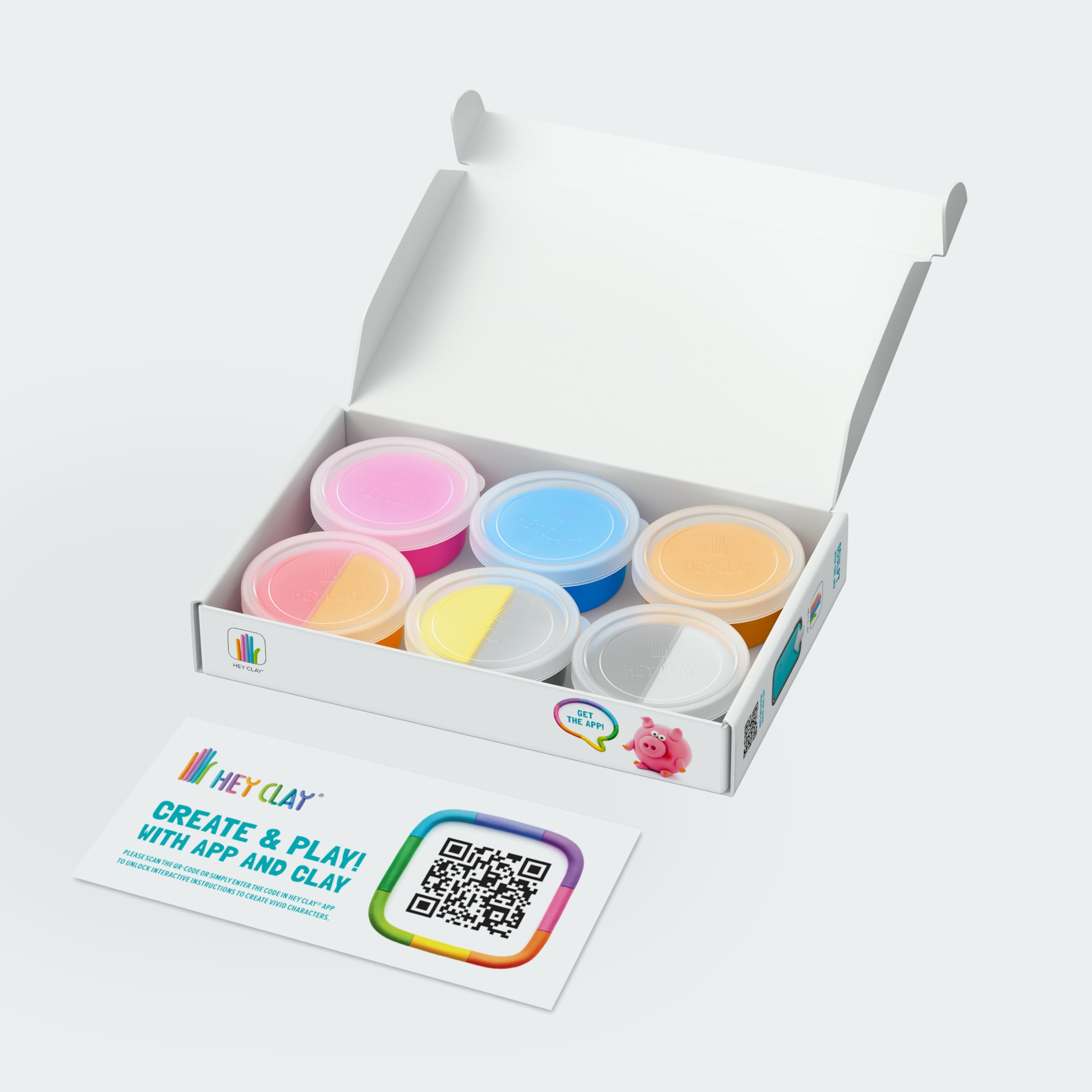 Hey Clay Animals: Piggy, Horse, Rabbit Set - Air Dry Modeling Clay Kit for Kids 3+ 5