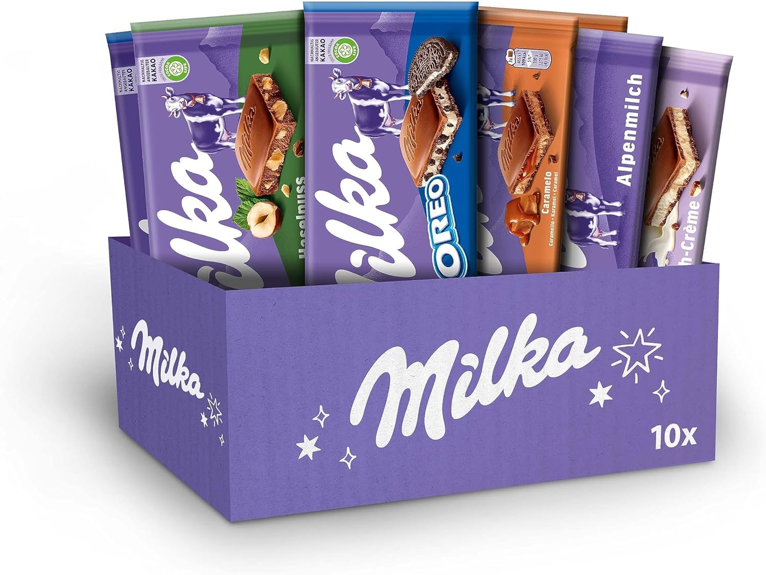 Milka Selection Gift Sharing Bulk Box - Assorted Chocolate Tablets 10 x 100g