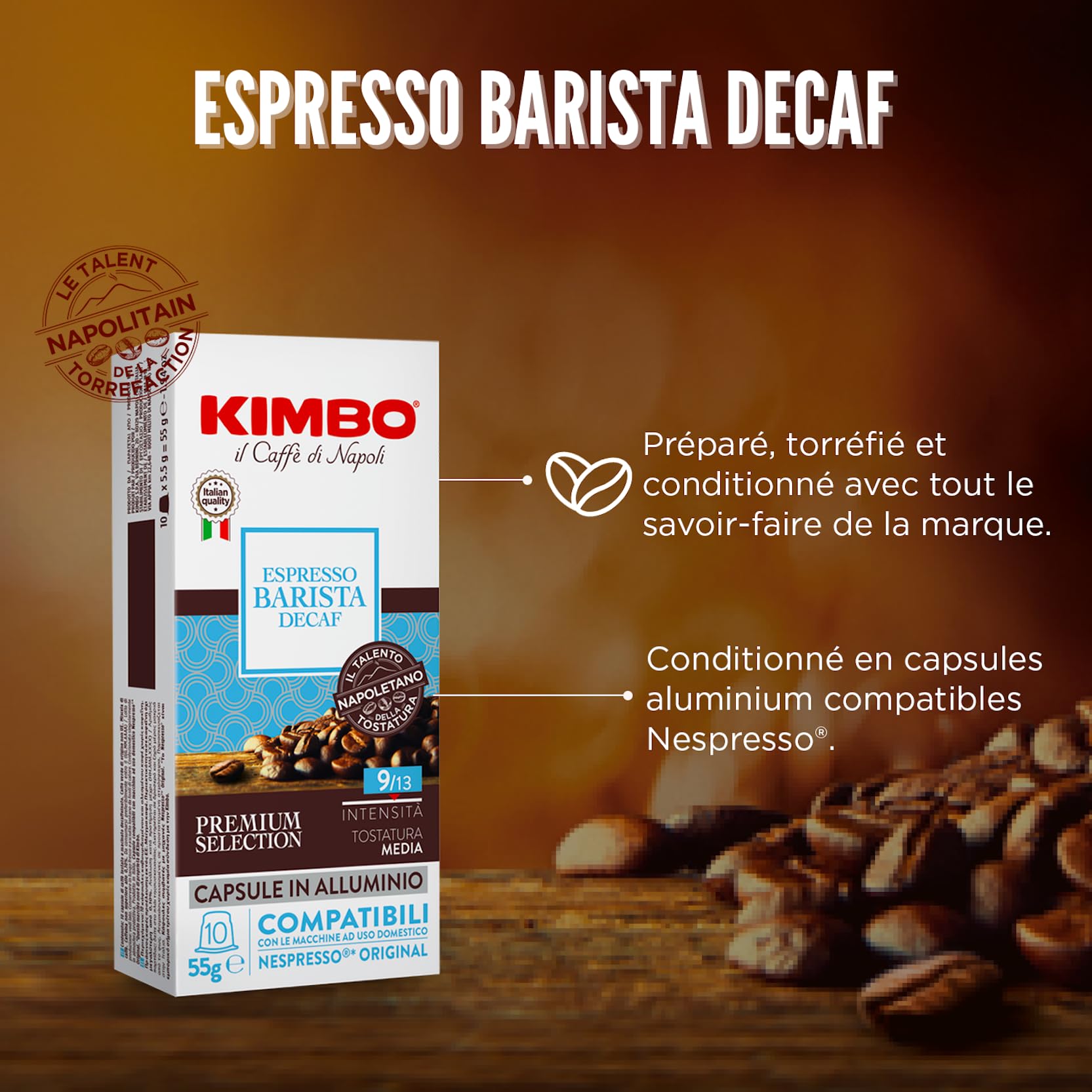 Kimbo Barista Decaf-Kapseln (10er-Pack) | Nespresso-kompatibel | Italienische mitteldunkle Röstung | Aluminium-Kaffeepads 3