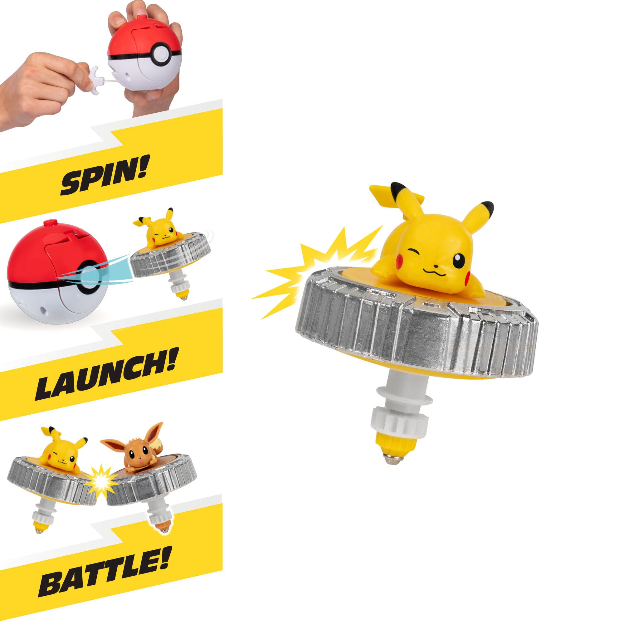 Pokémon PKW Battle Spinner Pack – Pikachu Nr. 1 und Pokéball-Werfer 3