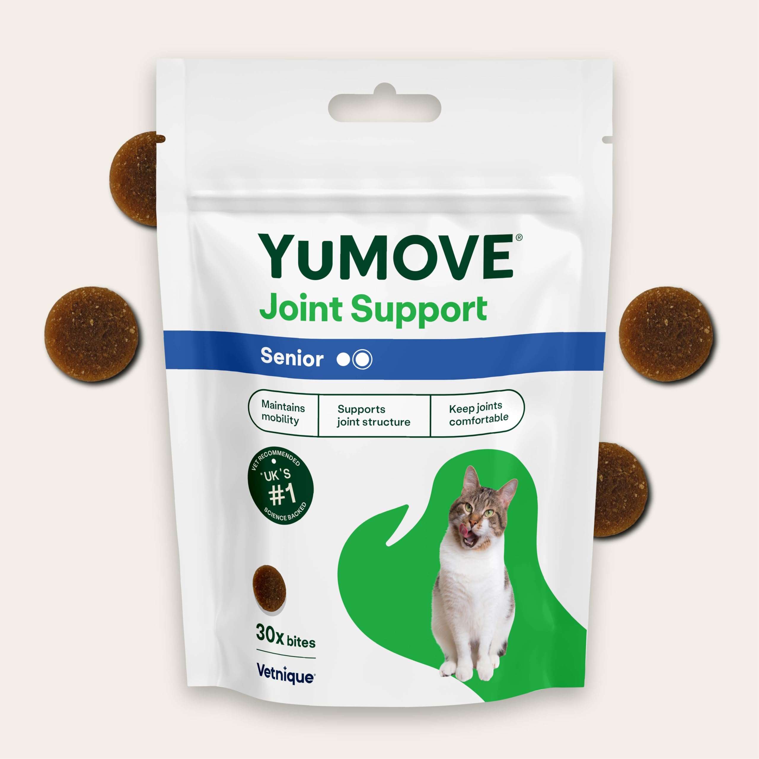 YuMOVE Senior Cat Joint Supplement for Joint Care & Aid | 30 Chews | Cats Aged 8 Weeks+