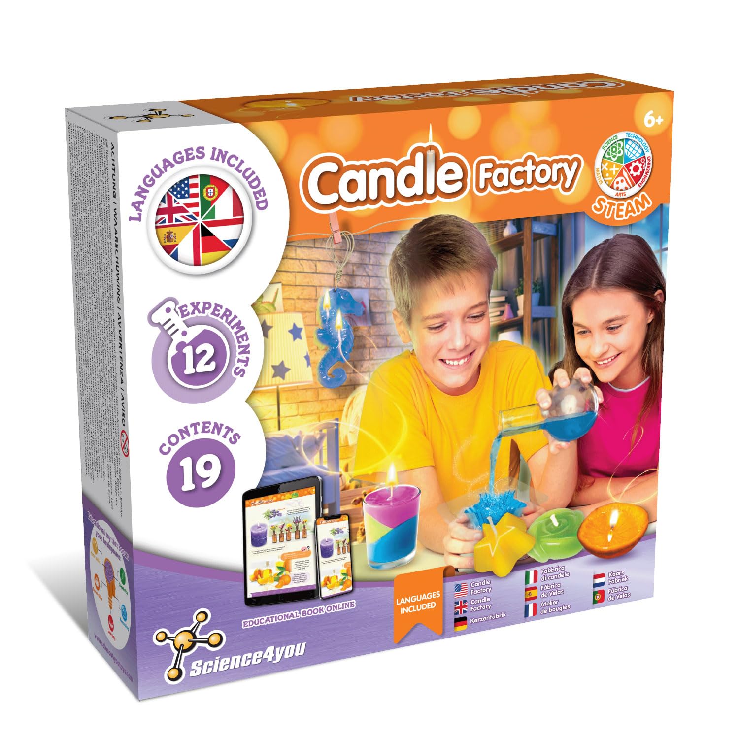 Science4you Candle Factory Kit for Kids - Make Your Own Candles with 12 Experiments