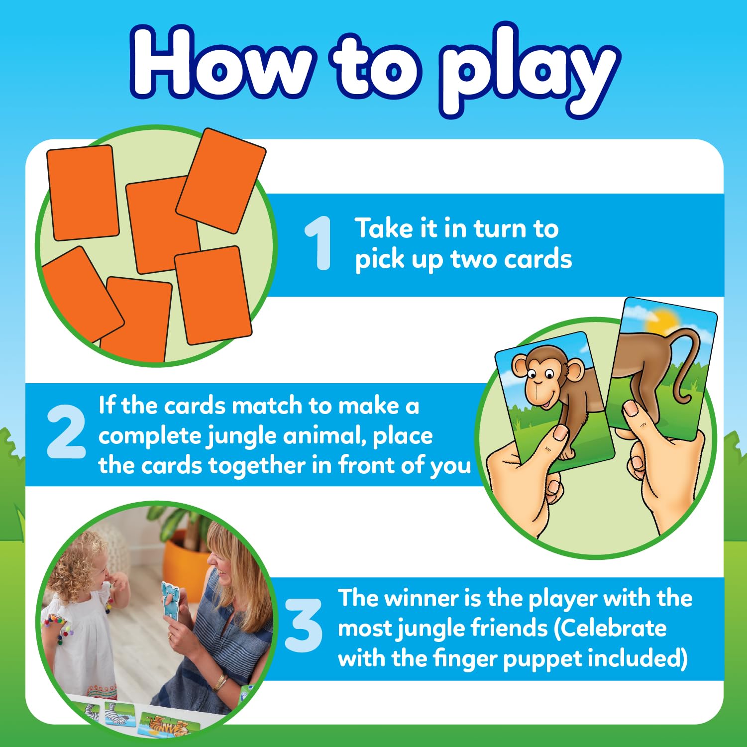 Orchard Toys Jungle Heads and Tails Card Game - 2-in-1 Matching & Memory Game for Toddlers 9