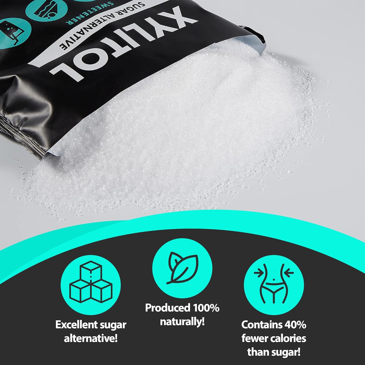 Nature Diet - Xylitol 1 kg | 100 % natürlicher Süßstoff auf Pflanzenbasis | Zuckerersatz mit niedrigem glykämischen Index 5