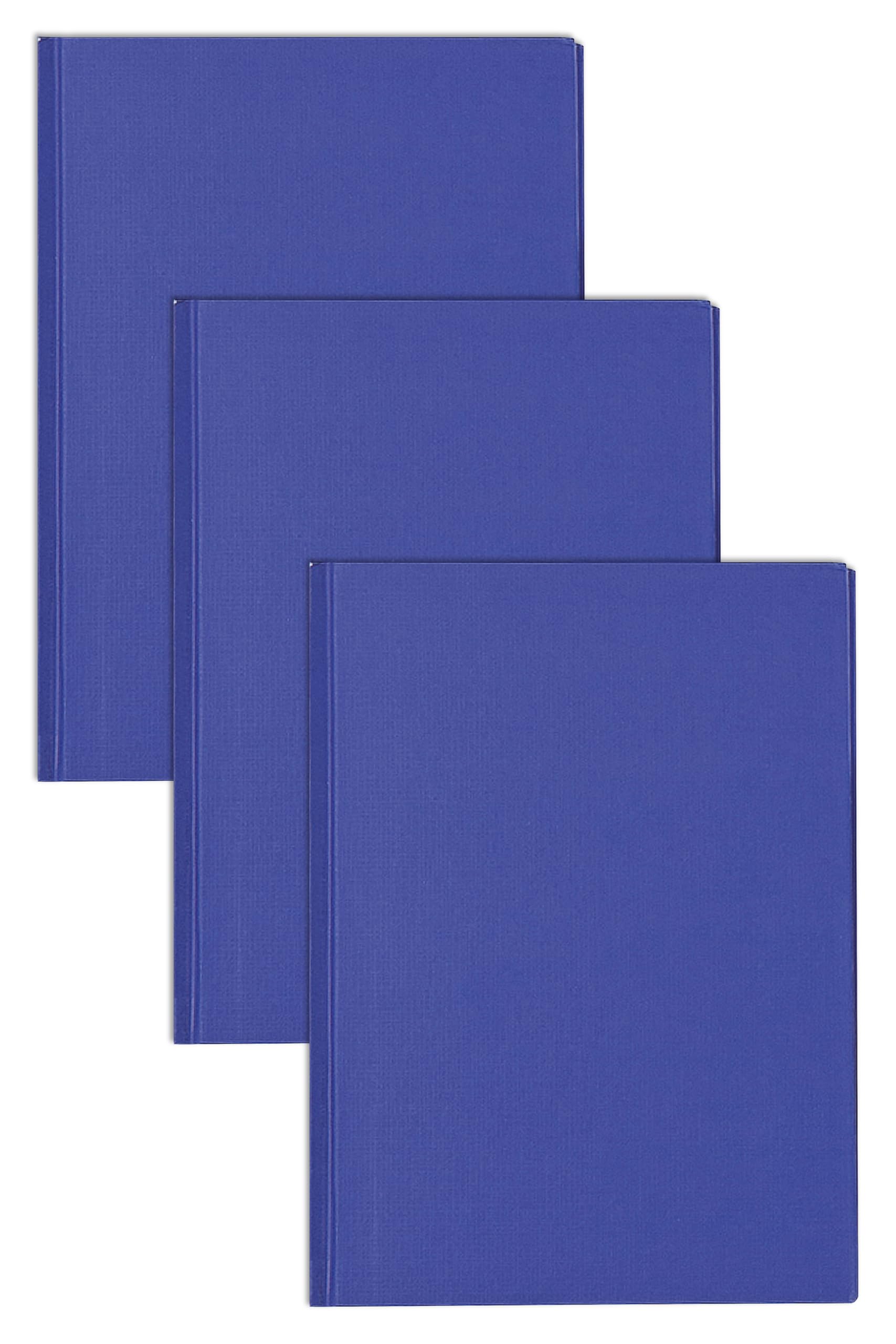 nu: A4 Casebound Manuscript Book | 192 Pages, 70gsm White Paper, College Ruled | 3-Pack Blue 1