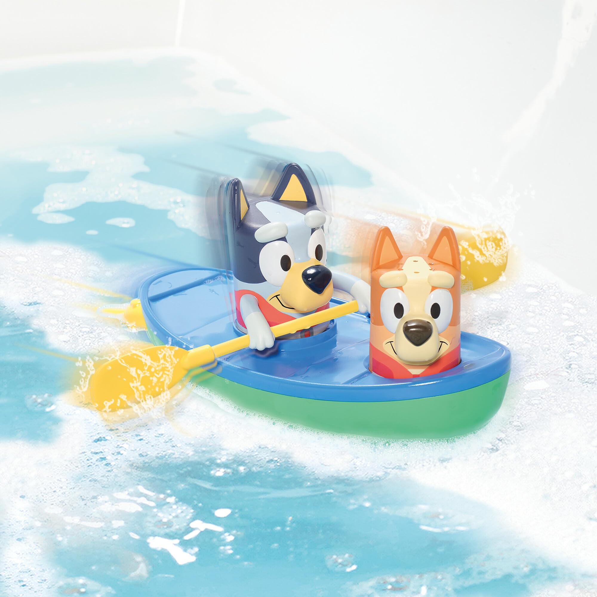 TOMY Toomies Bluey Canoe - Pull-String Paddle Action Bath Toy with Bluey & Bingo 10