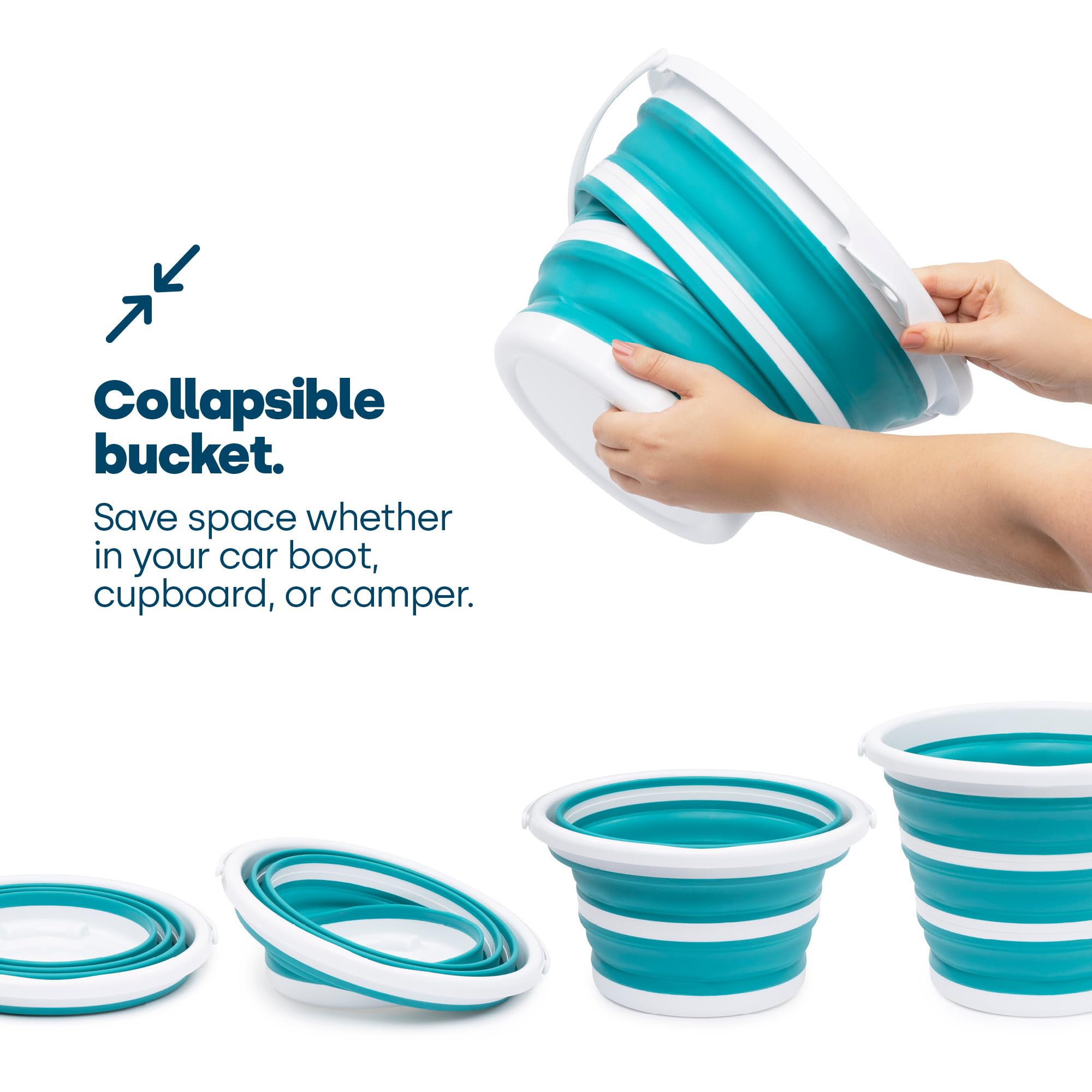 LIVIVO Collapsible Bucket - 10L Capacity, Space-Saving Folding Design | Sturdy Silicone & Plastic 3