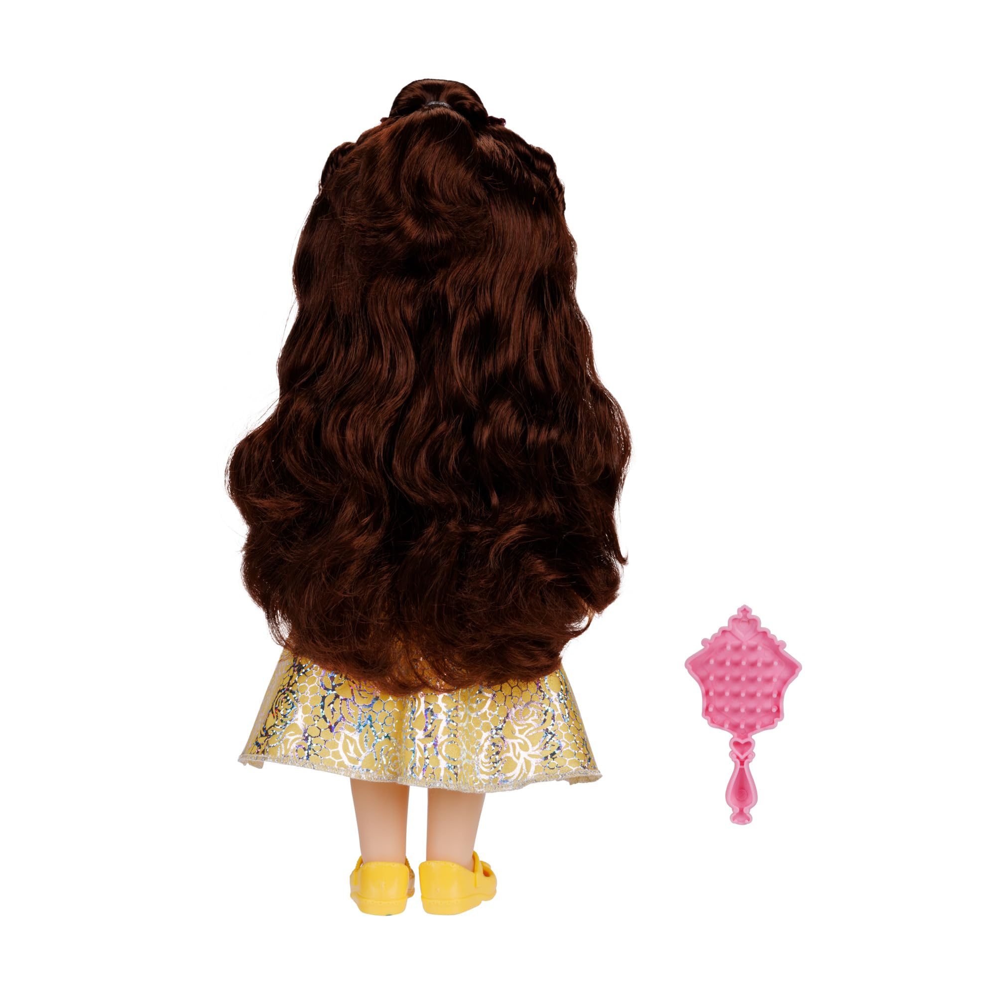 Disney Princess Belle Doll 14”/35cm with Platinum Holofoil Dress, Tiara, Shoes & Brush | Ages 3+