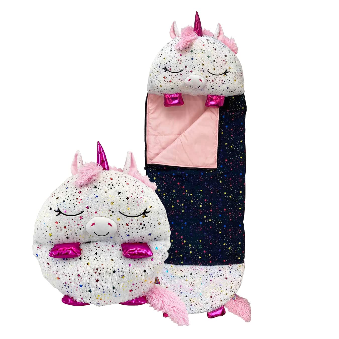 Happy Nappers Kids Sleeping Bag - Shimmer Unicorn - Plush Toy & Comfy Sleep Bag
