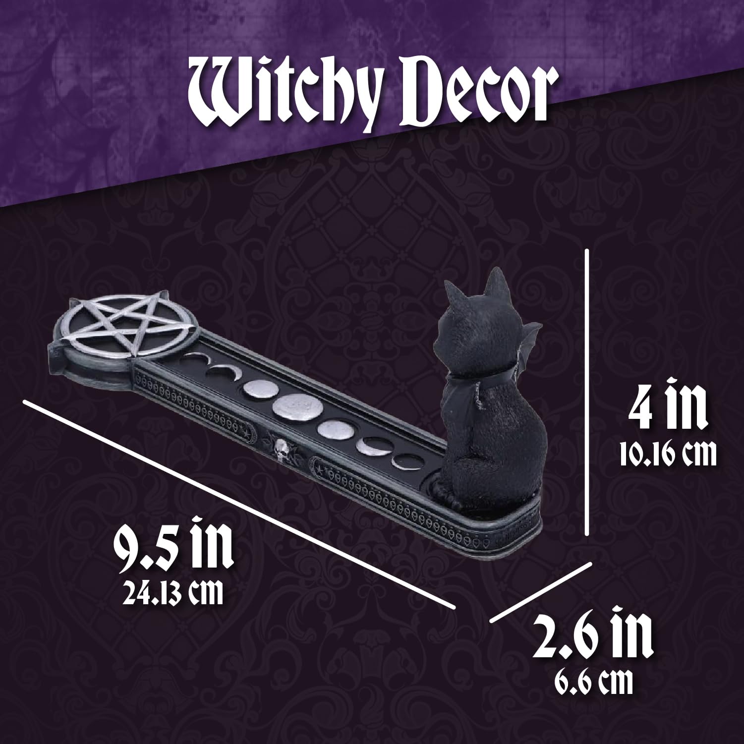 Nemesis Now Cult Cuties Malpuss Gothic Räucherstäbchenhalter aus schwarzem Harz 10