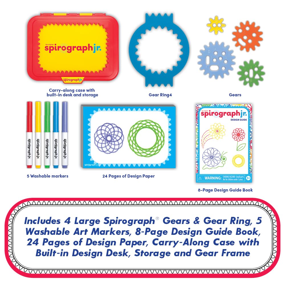 Spirograph Junior Design Set - Jumbo Gears & Washable Markers for Kids 3+ 7