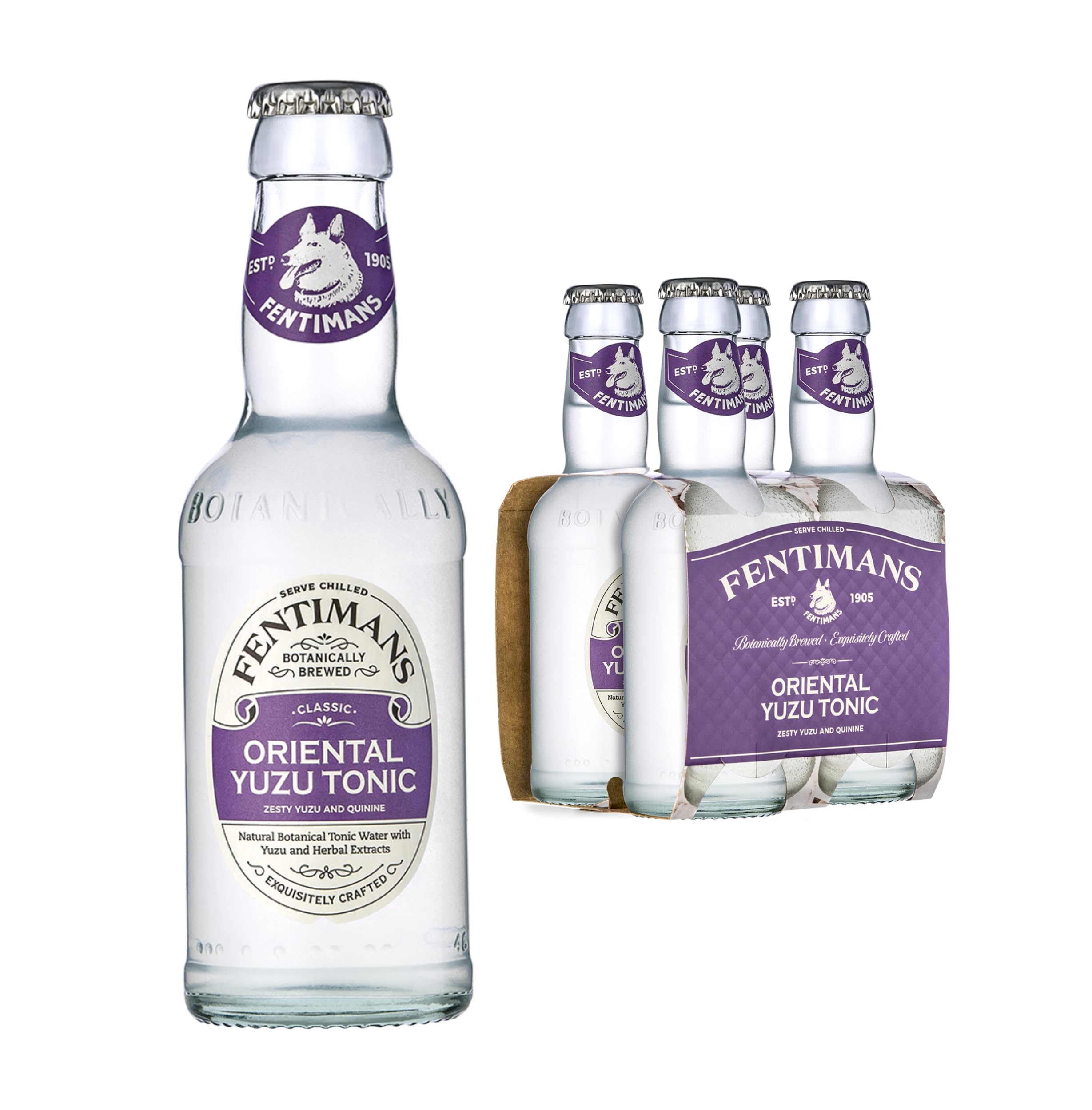 Fentimans Oriental Yuzu Tonic Water - Botanically Brewed, 4 x 200ml Pack