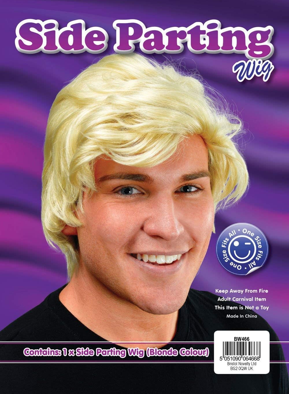 Blonde Side Parting Synthetic Wig for Men, One Size Adjustable