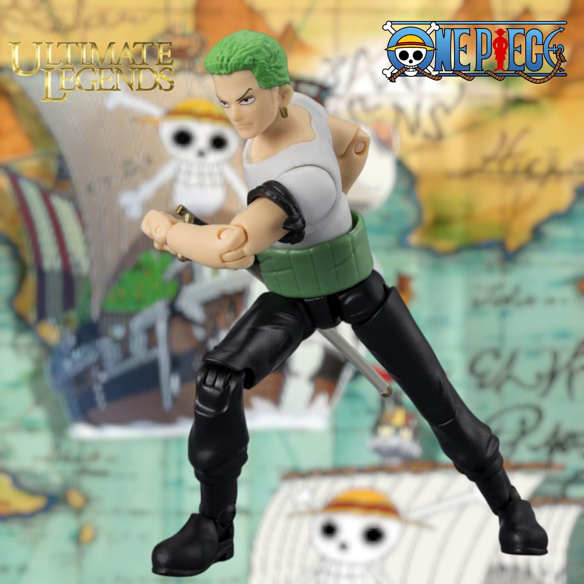 BANDAI Ultimate Legends Zoro Action Figure - 12.5cm Posable Anime Figure with 3 Swords 12