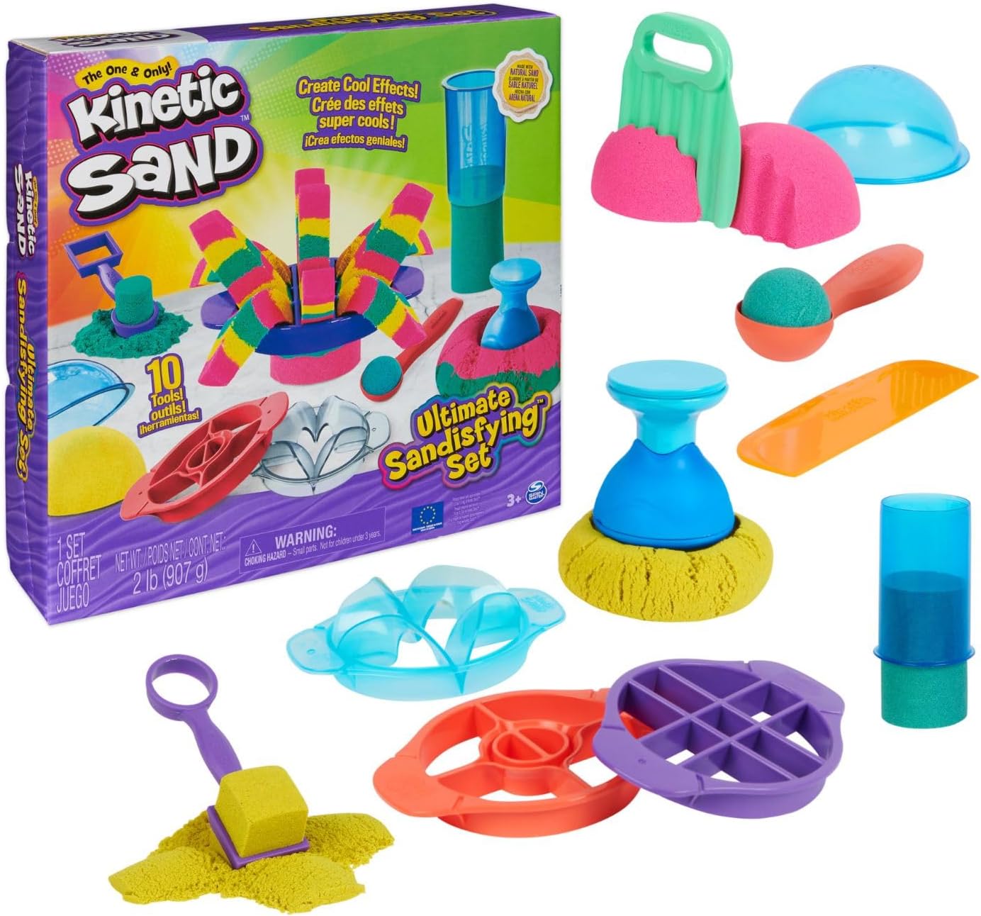 Kinetic Sand Ultimate Sandisfying Set - 2lb Colored Sand with 10 Tools, Ages 3+