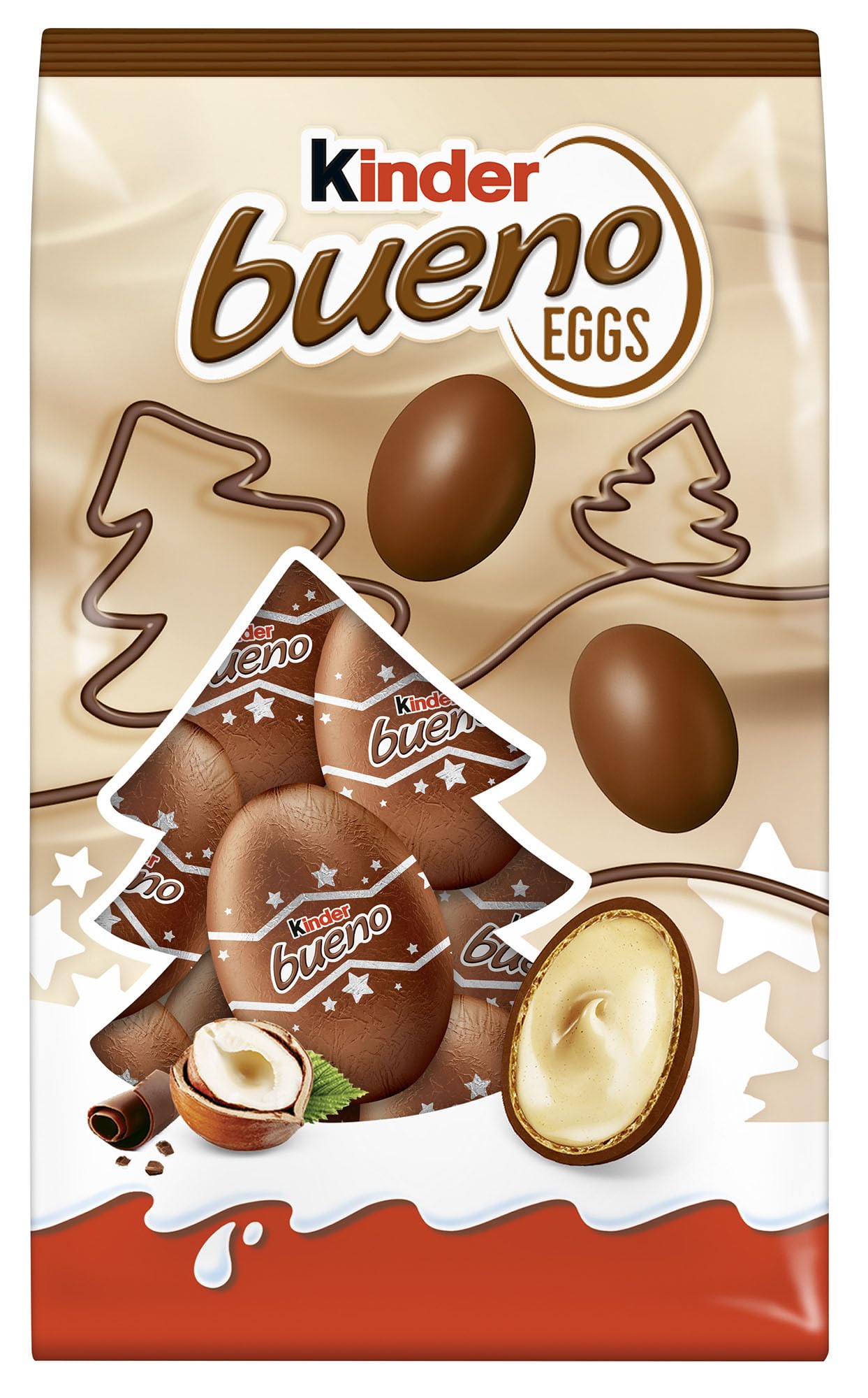 Kinder Bueno Mini Chocolate Christmas Eggs, Colourful Treat Bag for Sharing