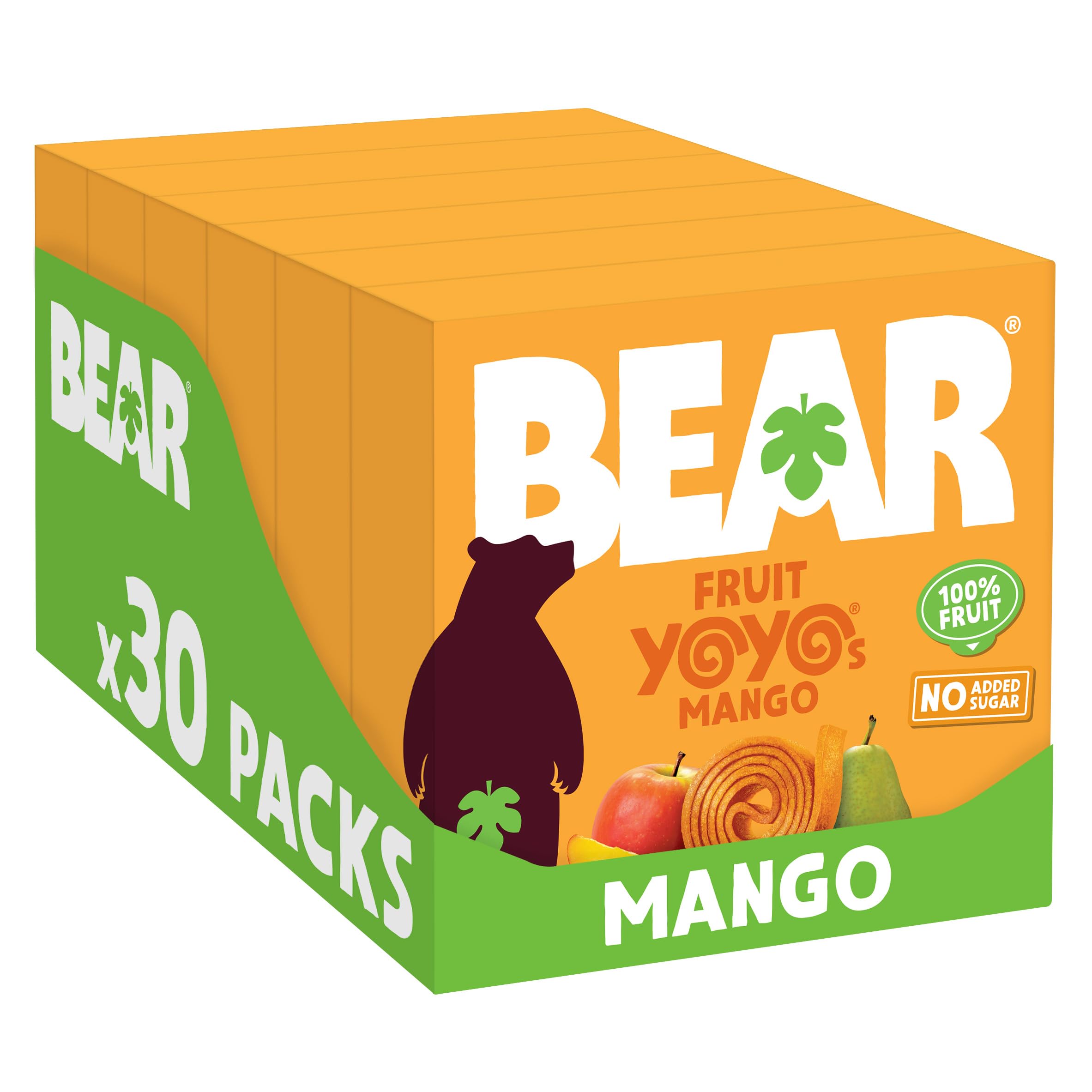 BEAR Yoyo Mango Fruit Rolls - No Added Sugar, High Fibre | 20g (Pack of 30)