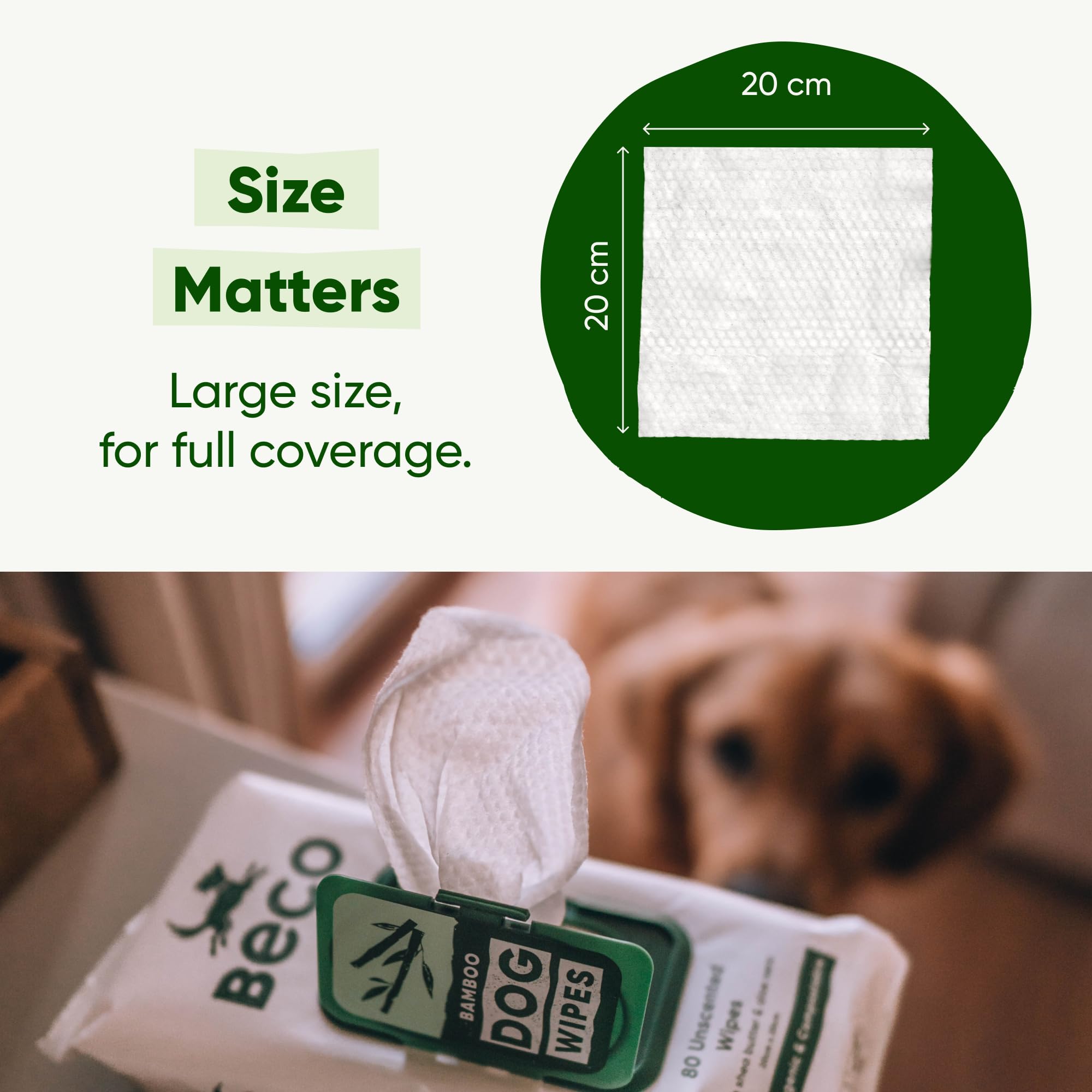Beco Unscented Dog Wipes - 80 Count Pack | Hypoallergenic | Bamboo Material 6