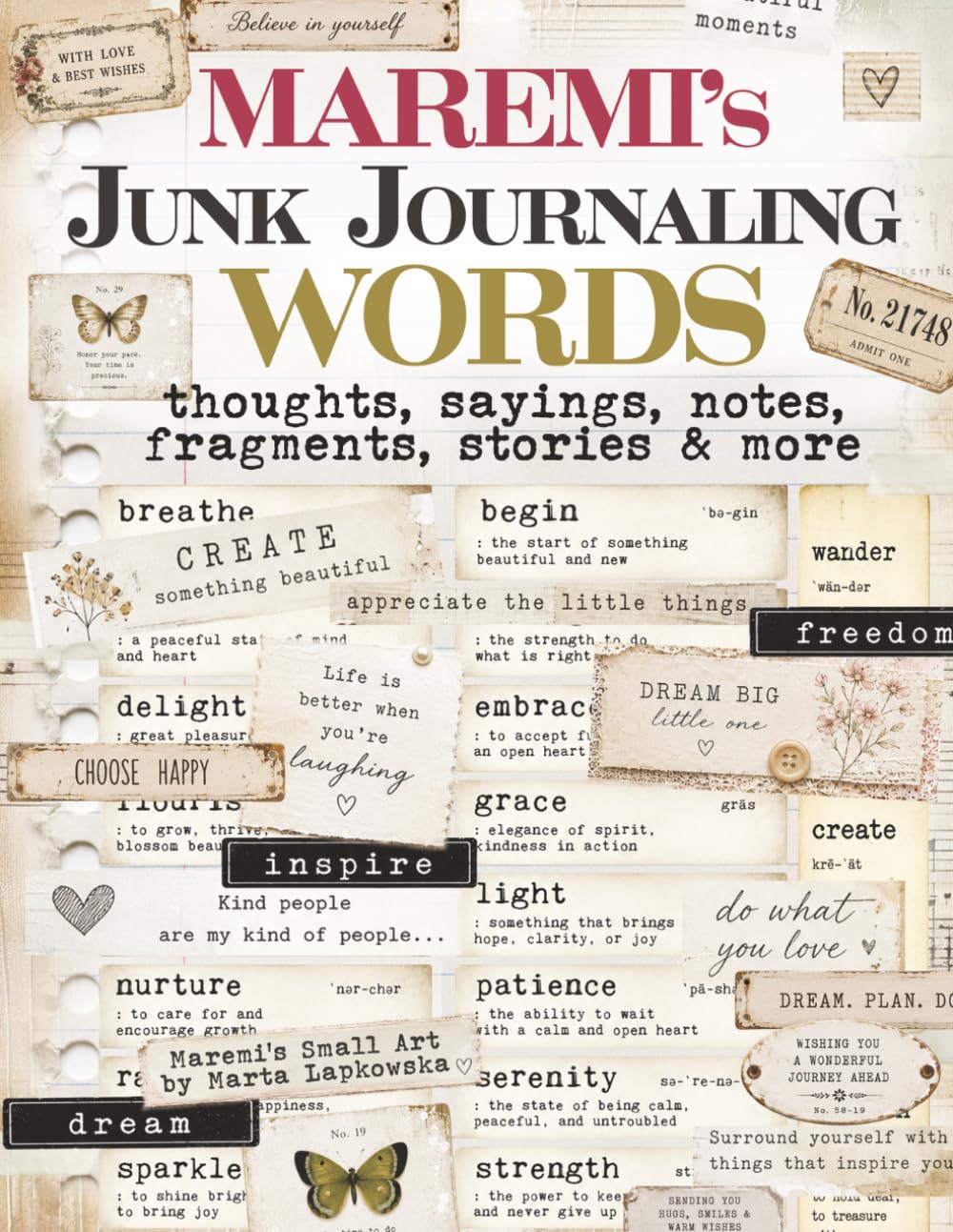 Marta Lapkowska Maremi Small Art - Junk Journaling Words for Collage & Crafting | Paperback 1