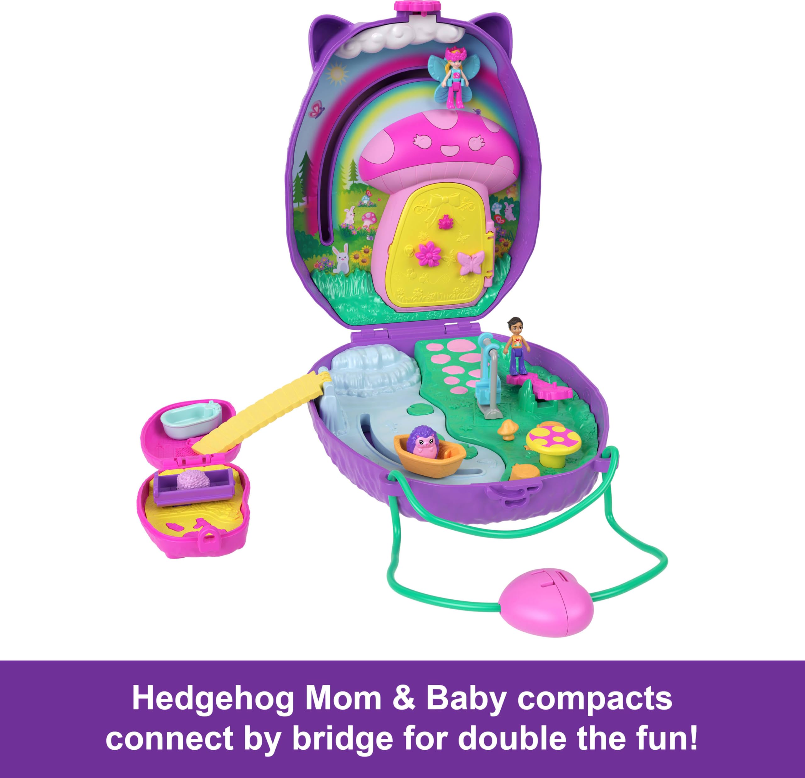 Polly Pocket 2-in-1 Travel Toy - Hedgehog Purse Playset with Micro Dolls & Accessories, Ages 4+ 5