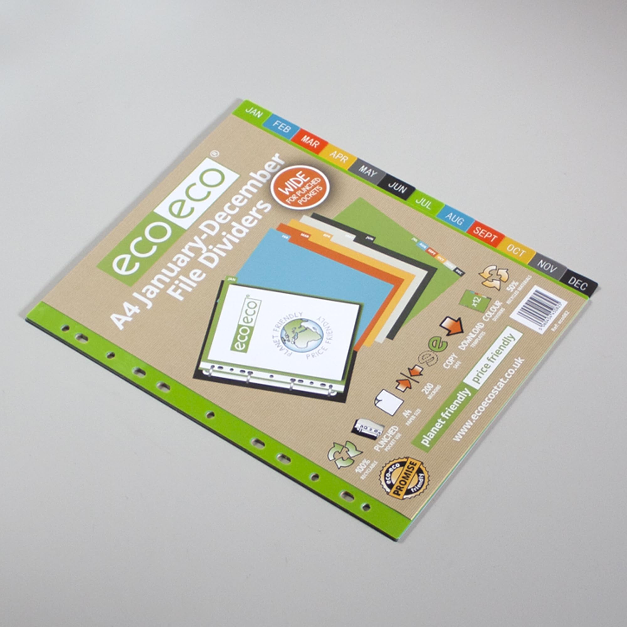 eco-eco A4 Wide File Dividers - 12 Month Set | 50% Recycled Material 4