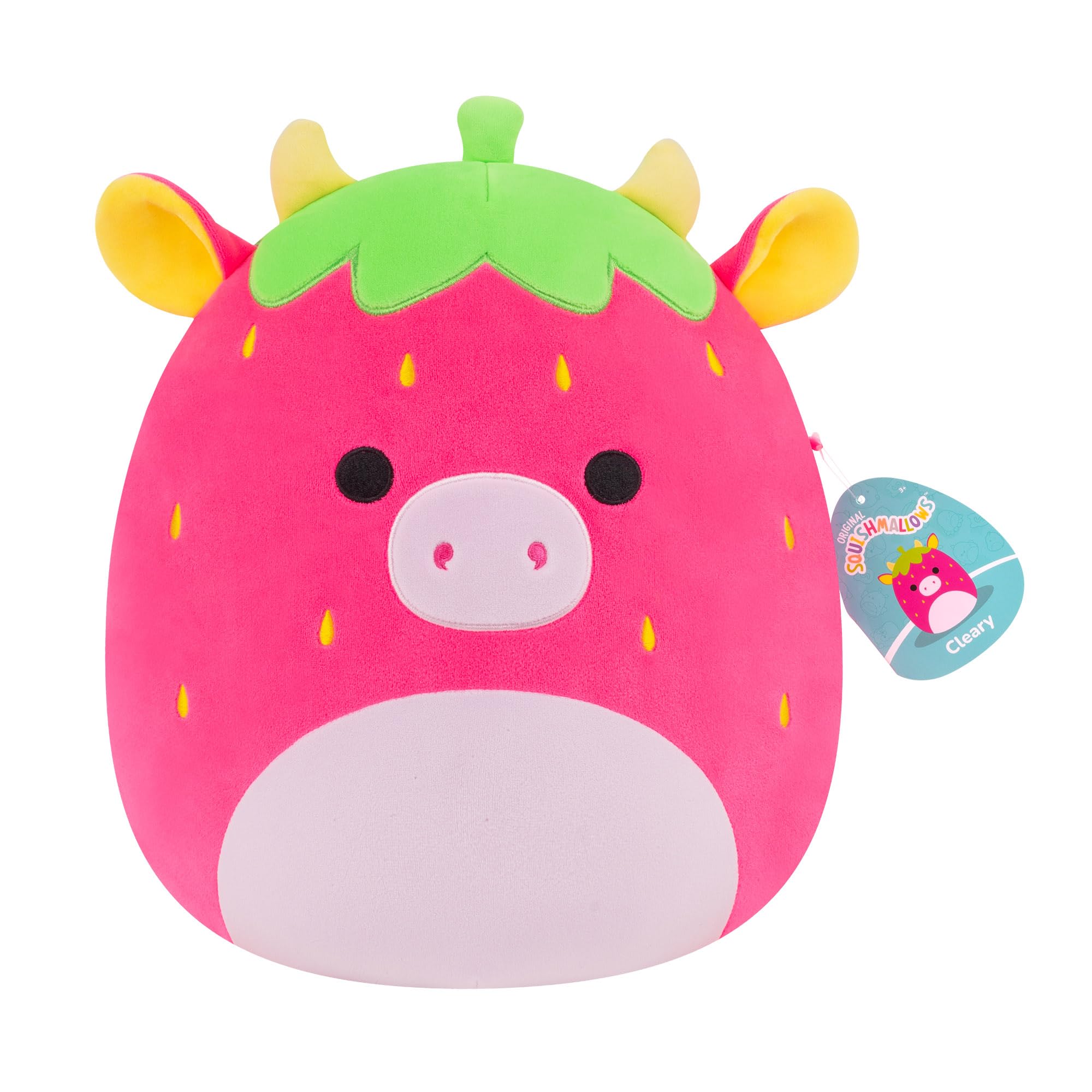 Squishmallows 12-Inch Cleary the Pink Strawberry Cow Plush - Soft Stuffed Animal for Kids 6+ 7
