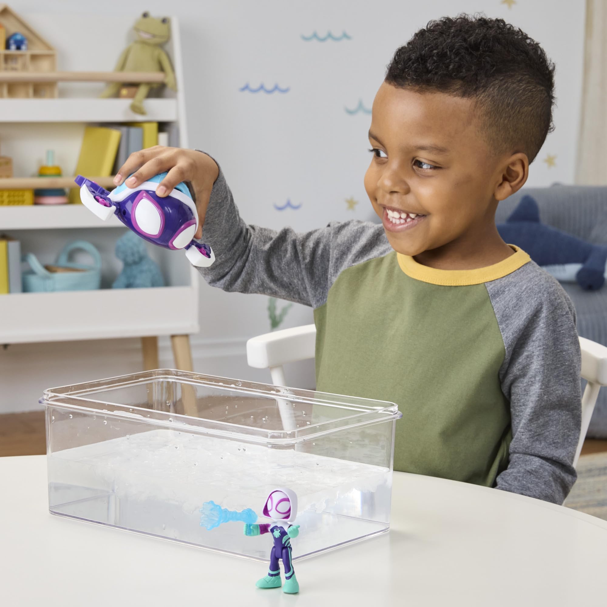 Spidey und seine erstaunlichen Freunde Marvel Water-Webs Ghost Turtle U-Boot-Spielzeug – Farbwechselnde Augen und Actionfigur-Spielset 4