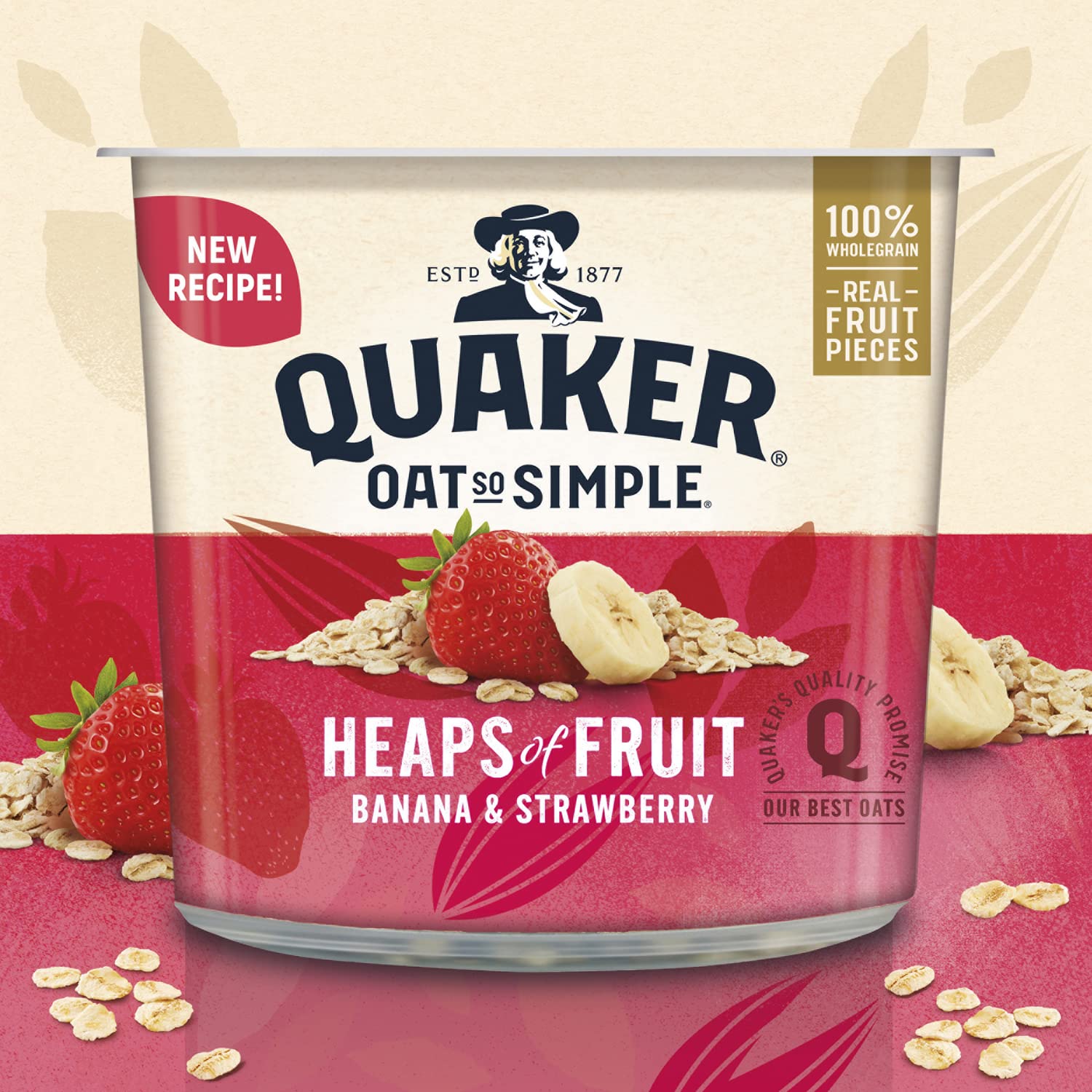 Quaker Oat So Simple Haufen von Obst Haferbrei mit Bananen- und Erdbeergeschmack 6