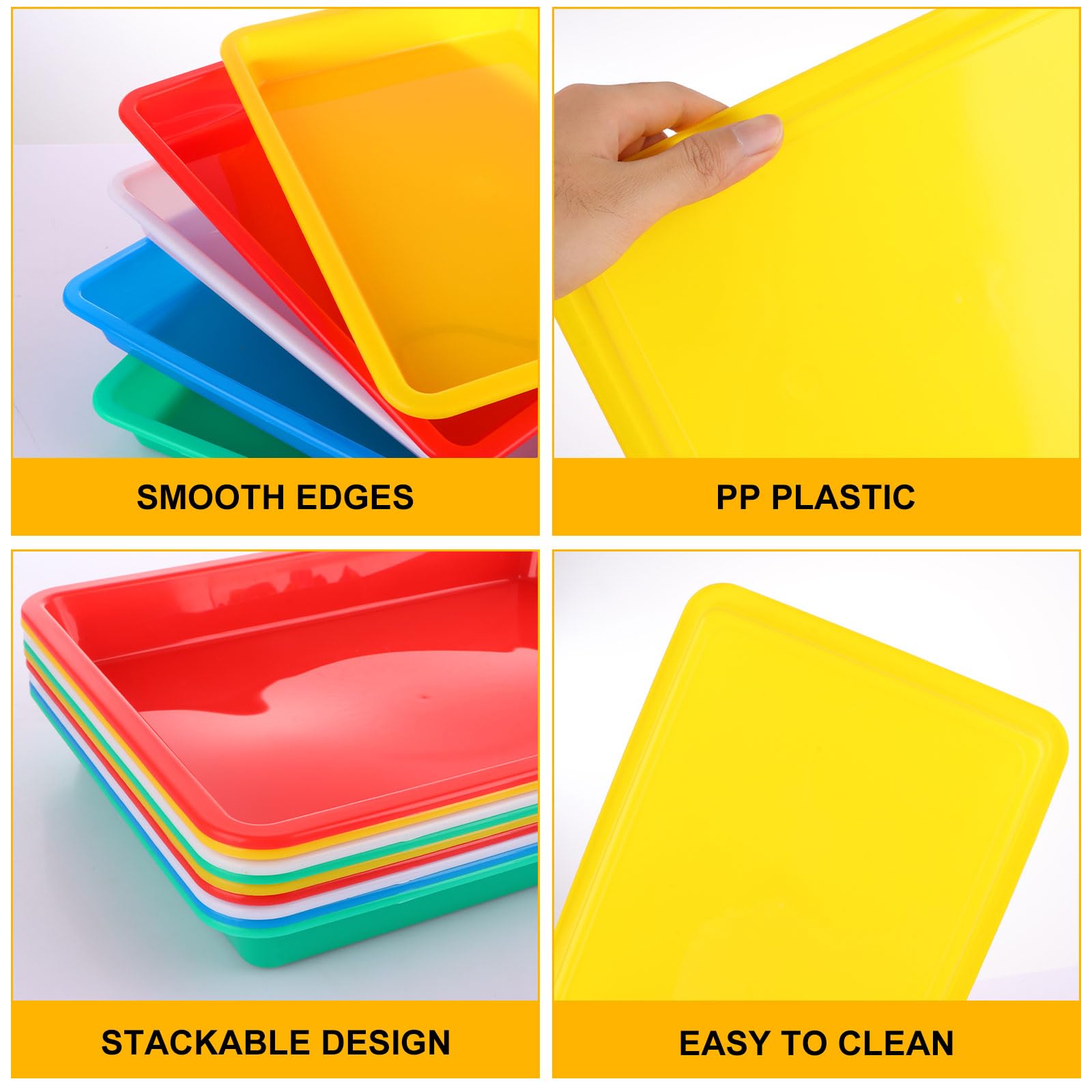 ASelected 10 Pcs Plastic Art Trays - 28x21x3cm | PP Plastic | 5 Assorted Colors 5