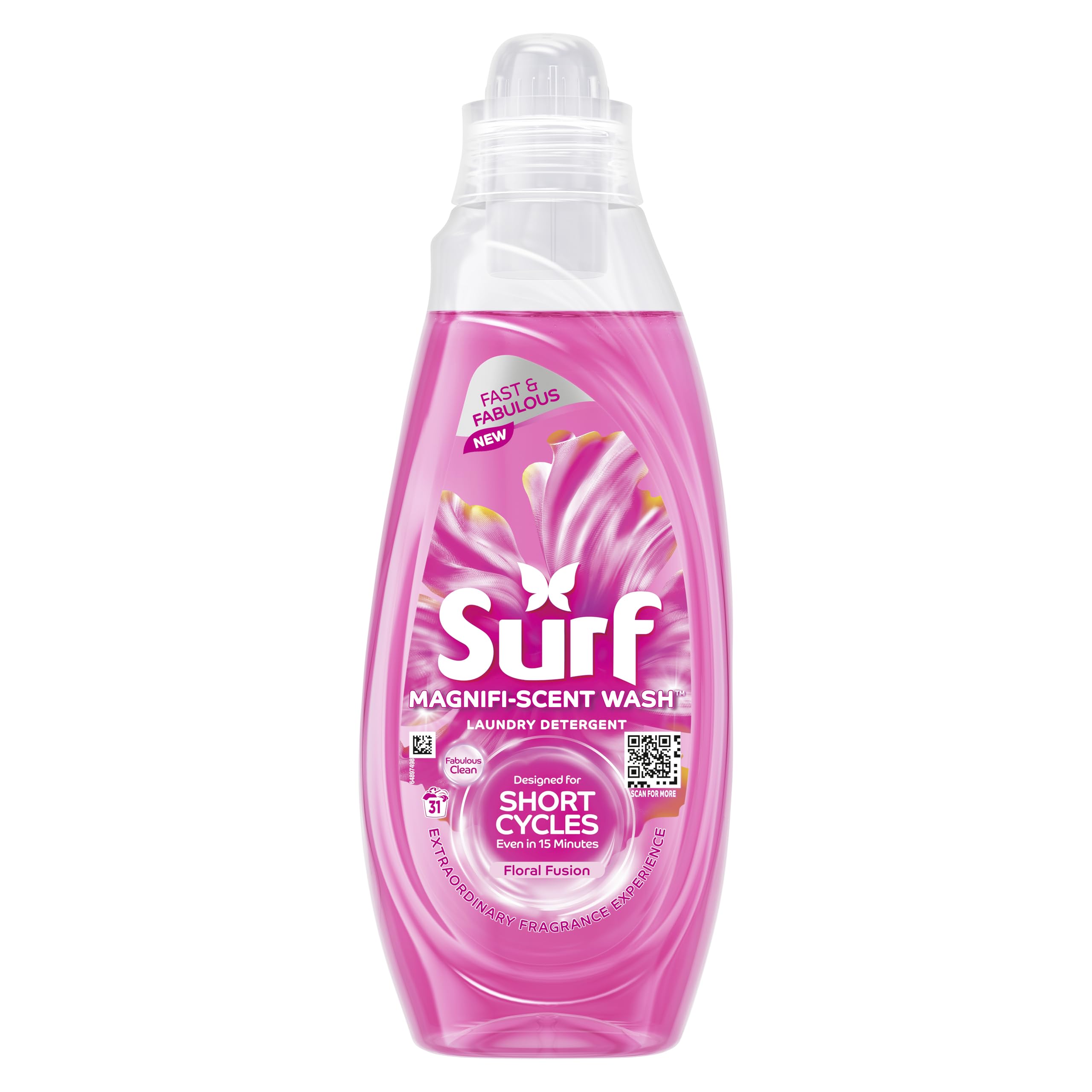 Surf Magnifi-Scent Wash Floral Fusion Laundry Liquid Detergent | 837 ml | For Short Cycles