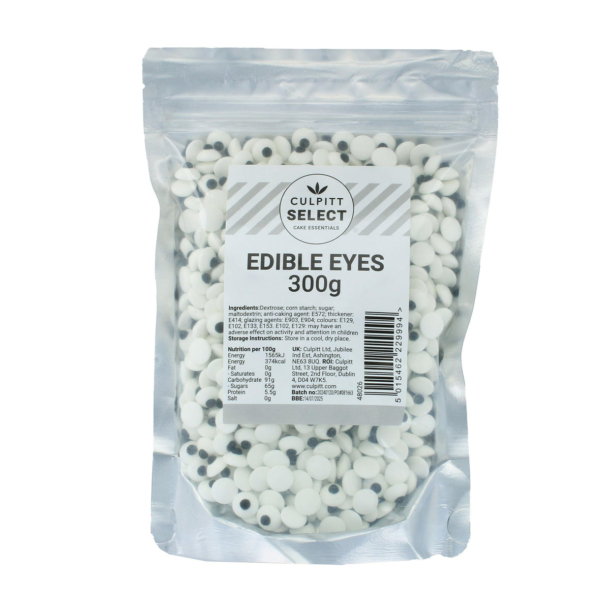 Culpitt Select Edible Eyes - 300g Pouch | Sugar Decorations | Ideal for Cakes & Cupcakes