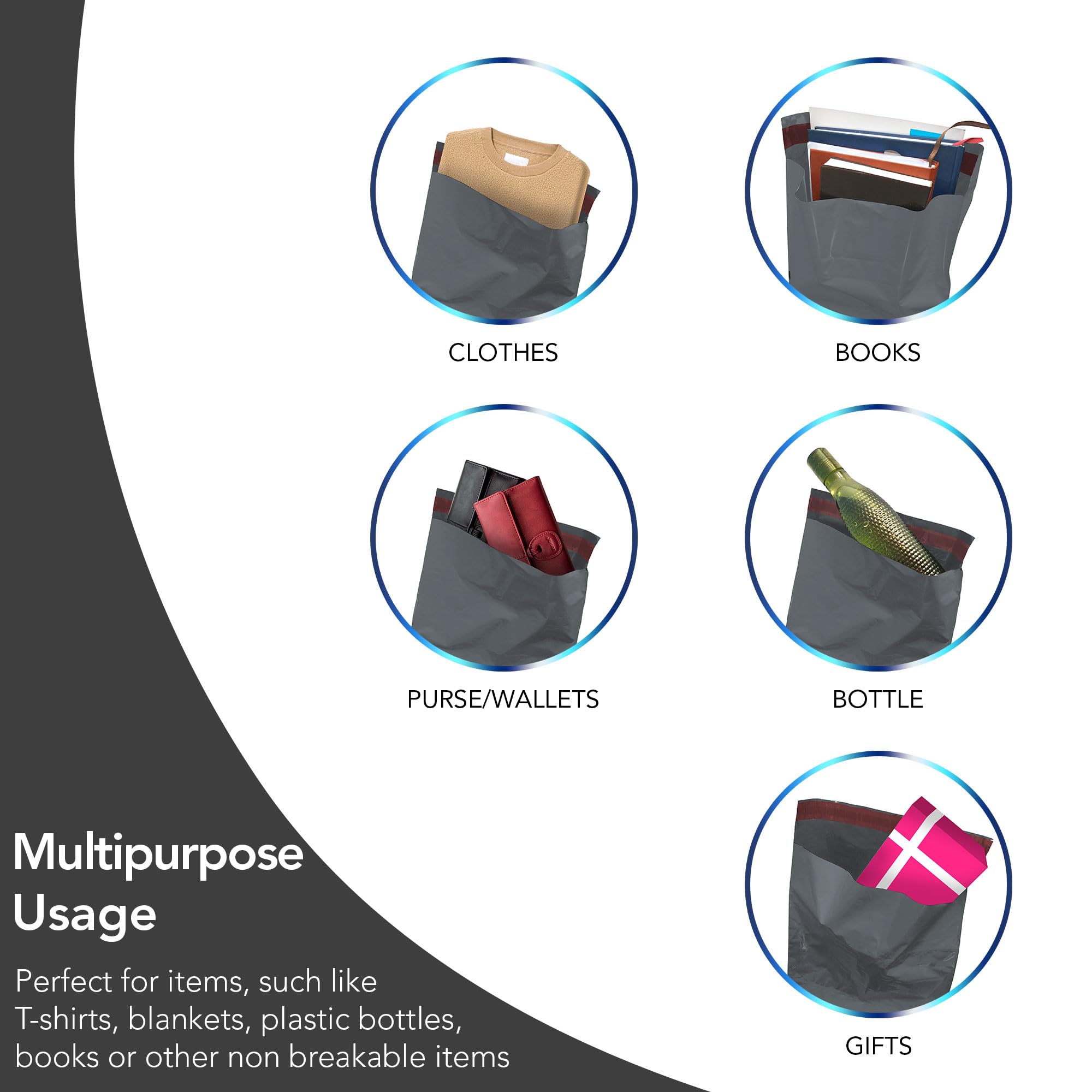 iSOUL Padded Envelope Mailers - 50 Mixed Grey Parcel Bags | Self-Seal | Water & Dirt Resistant 8