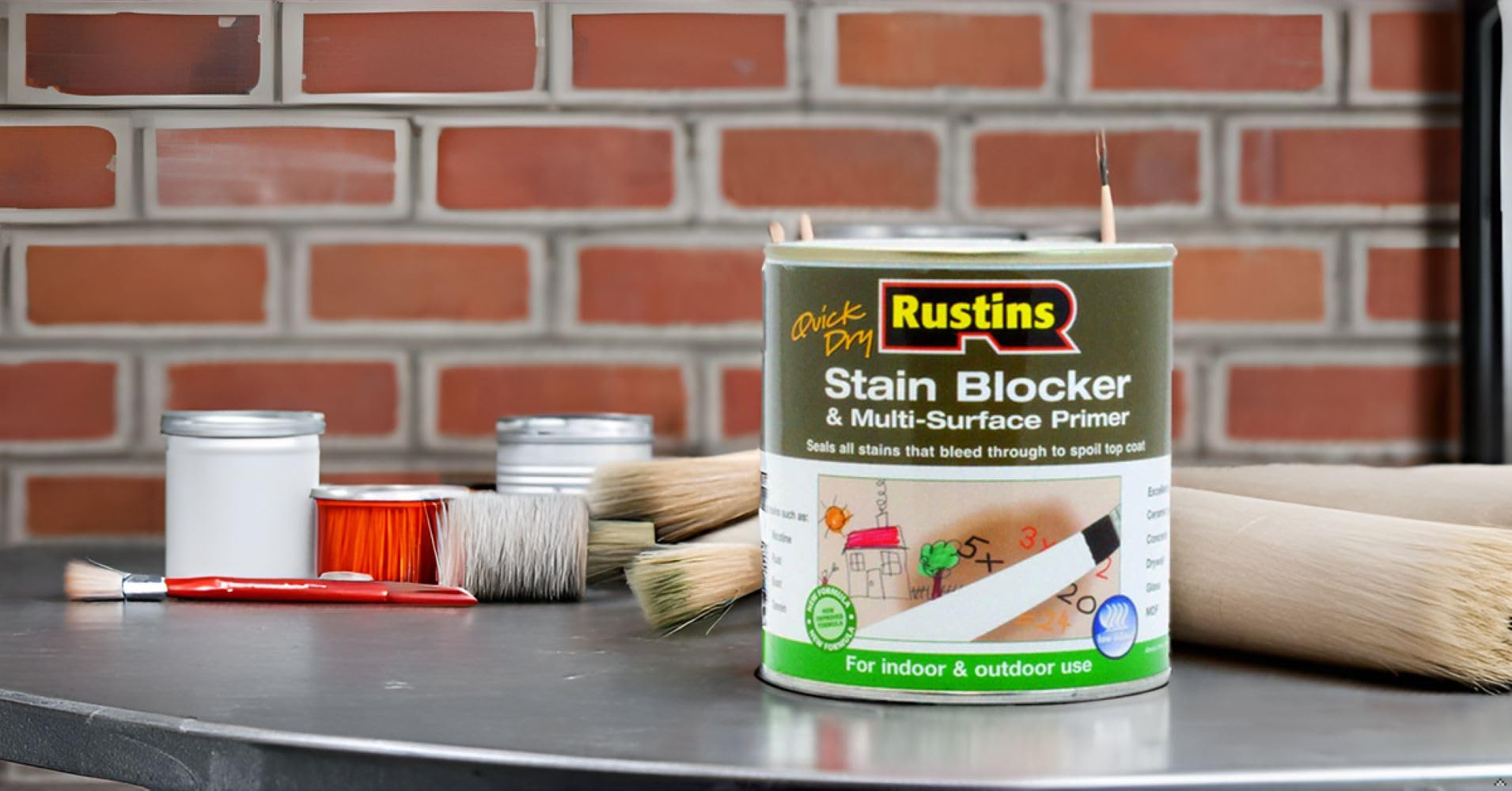 RUSTINS Stain Blocker & Multi-Surface Primer - 500ml Water Based Odor Blocking Primer 5
