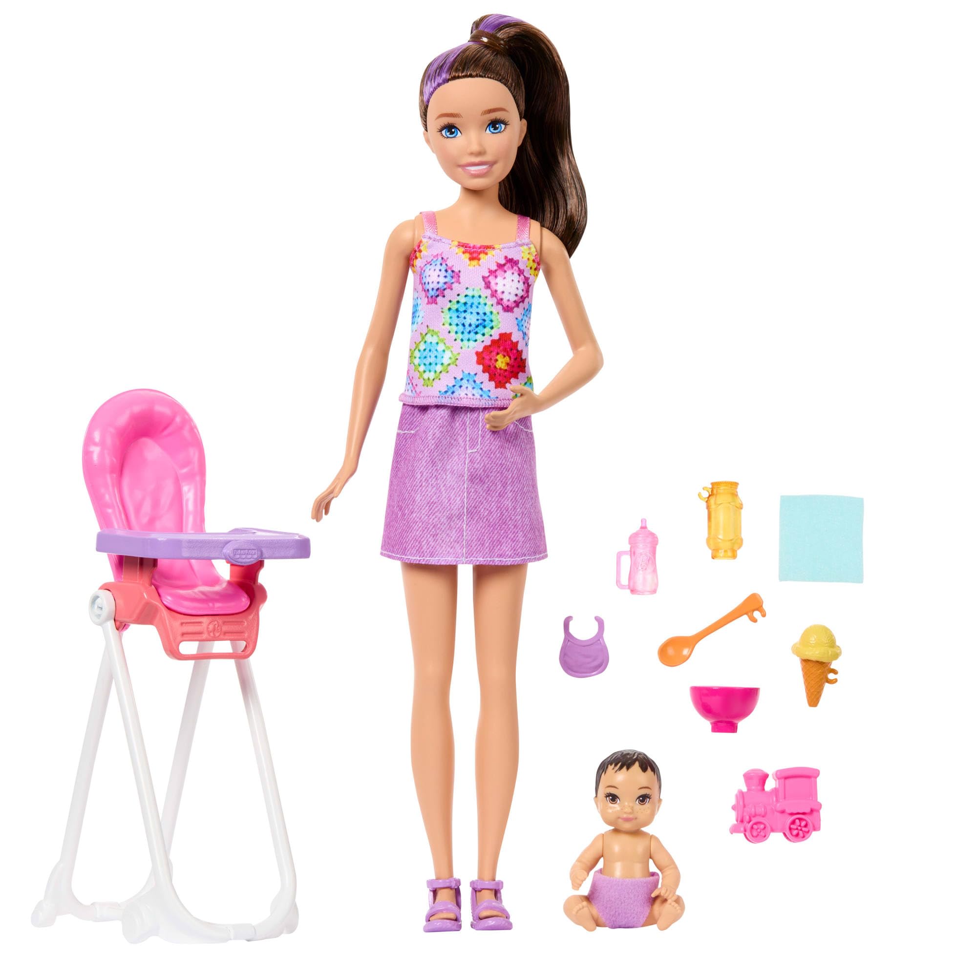 Barbie Skipper Babysitters Inc. Playset with Brunette Doll and Baby Toddler | Model JJB44