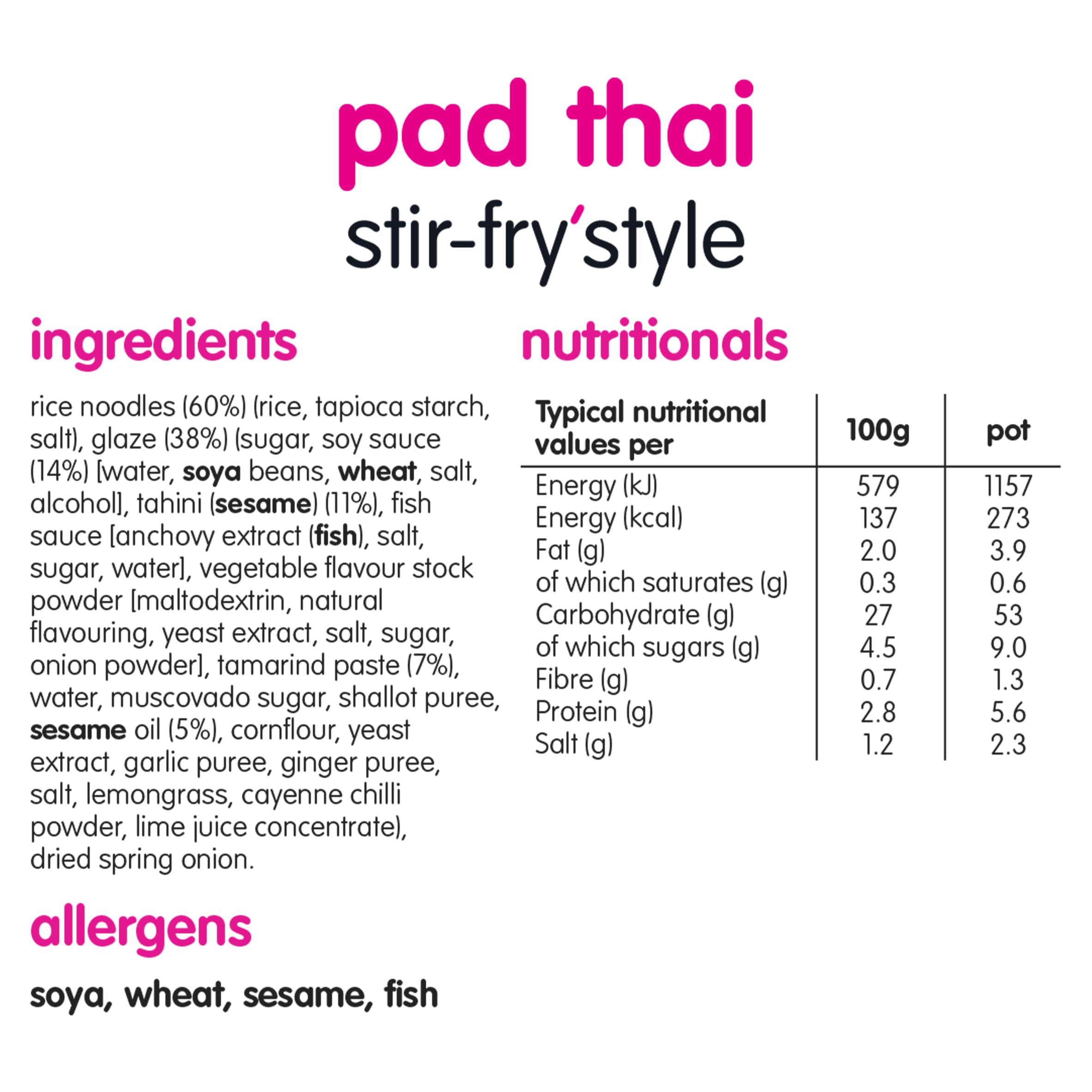 Itsu Pad Thai Stir Fry Style Noodles 83g | Instant Noodles Multipack Pots | Quick-to-Make Snack | Pack of 6
