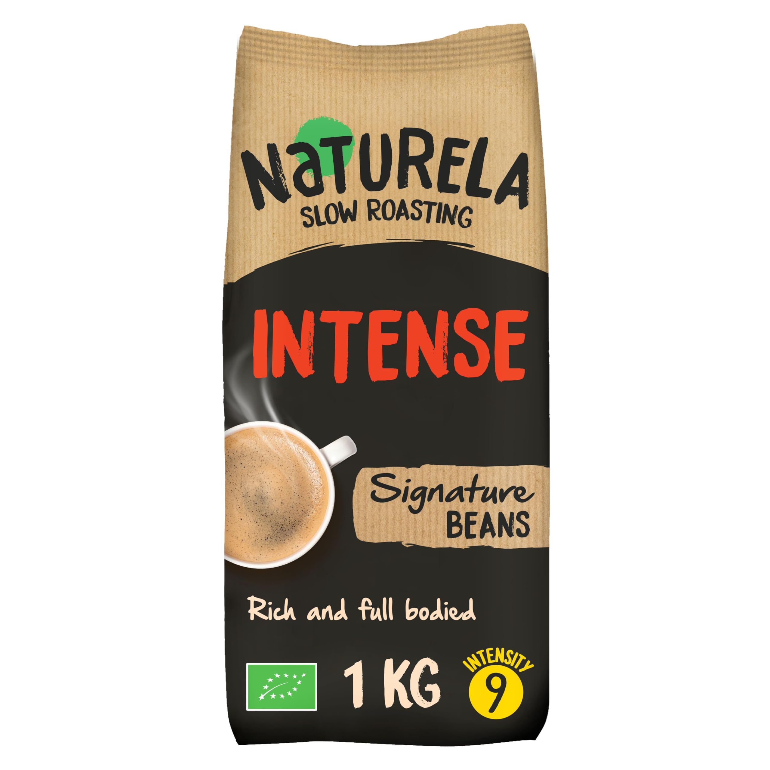Naturela Organic Coffee Beans - Intenso Blend 100% Arabica & Robusta Roasted Whole Beans
