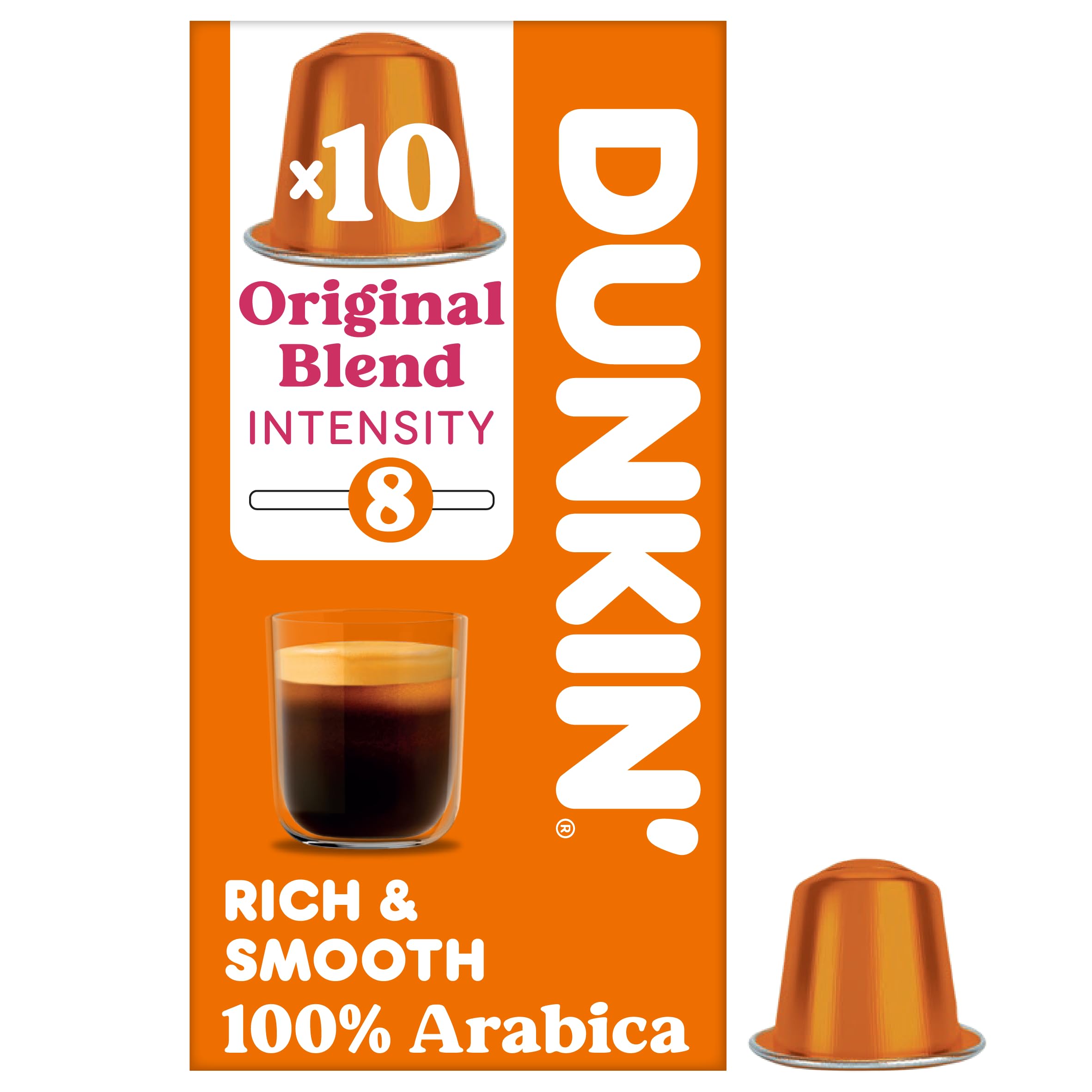 Dunkin' Donuts Original Blend Coffee Capsules for Nespresso - Medium-Dark Roast | 10 Count
