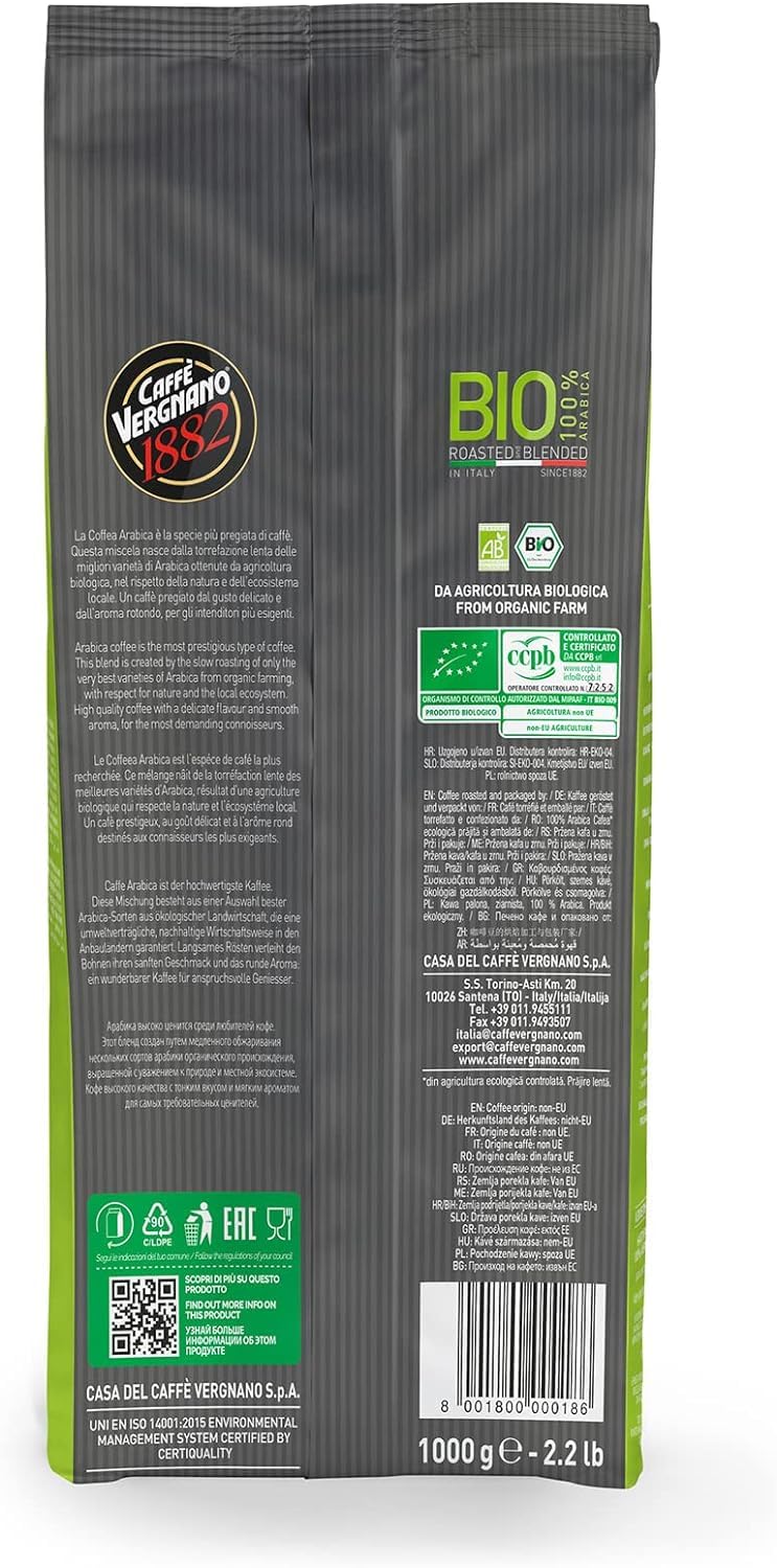 Caffè Vergnano 1882 100% Arabica Bio Whole Bean Coffee - 1 kg 7