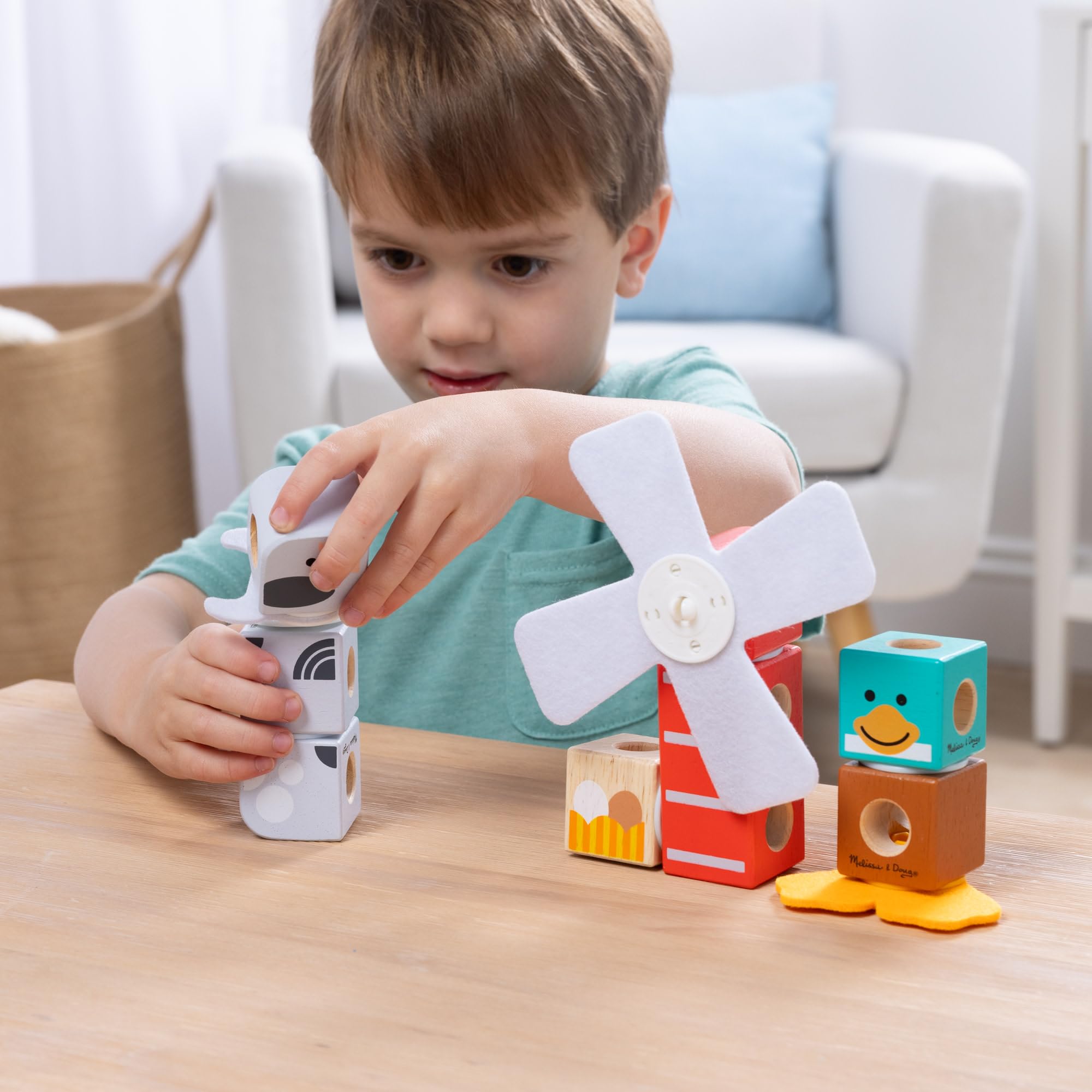 Melissa & Doug Blockables Farm Friends Snap And Play Building Blocks Set for Ages 2+