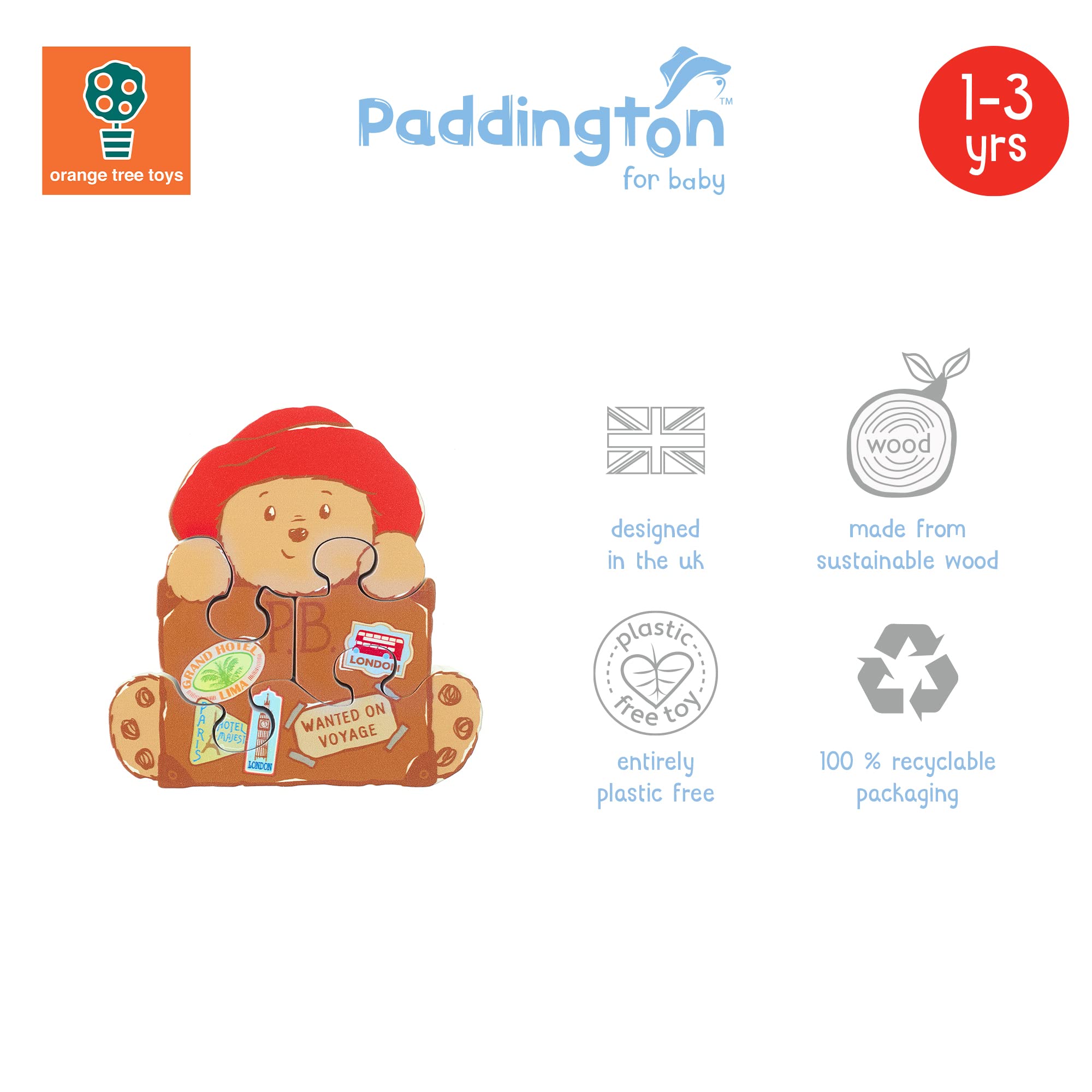 Paddington Bear Mini Wooden Puzzle - Chunky Jigsaw for Toddlers 12 Months+ 4