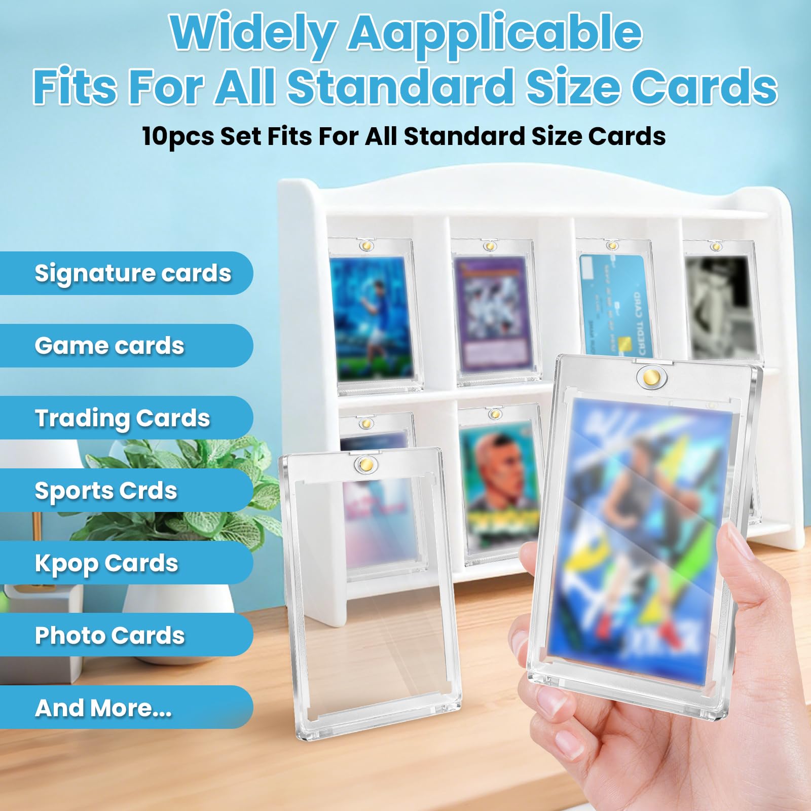 MOXYOY 10 PCS Magnetic Card Holder - 35PT Thickness Hard Acrylic Sleeves 4