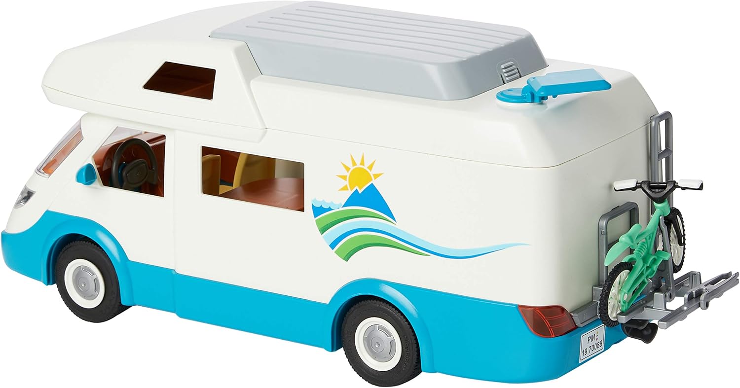 PLAYMOBIL Family Camper 70088 - Playset with Removable Roof & Convertible Sleeping Area for Ages 4+ 5