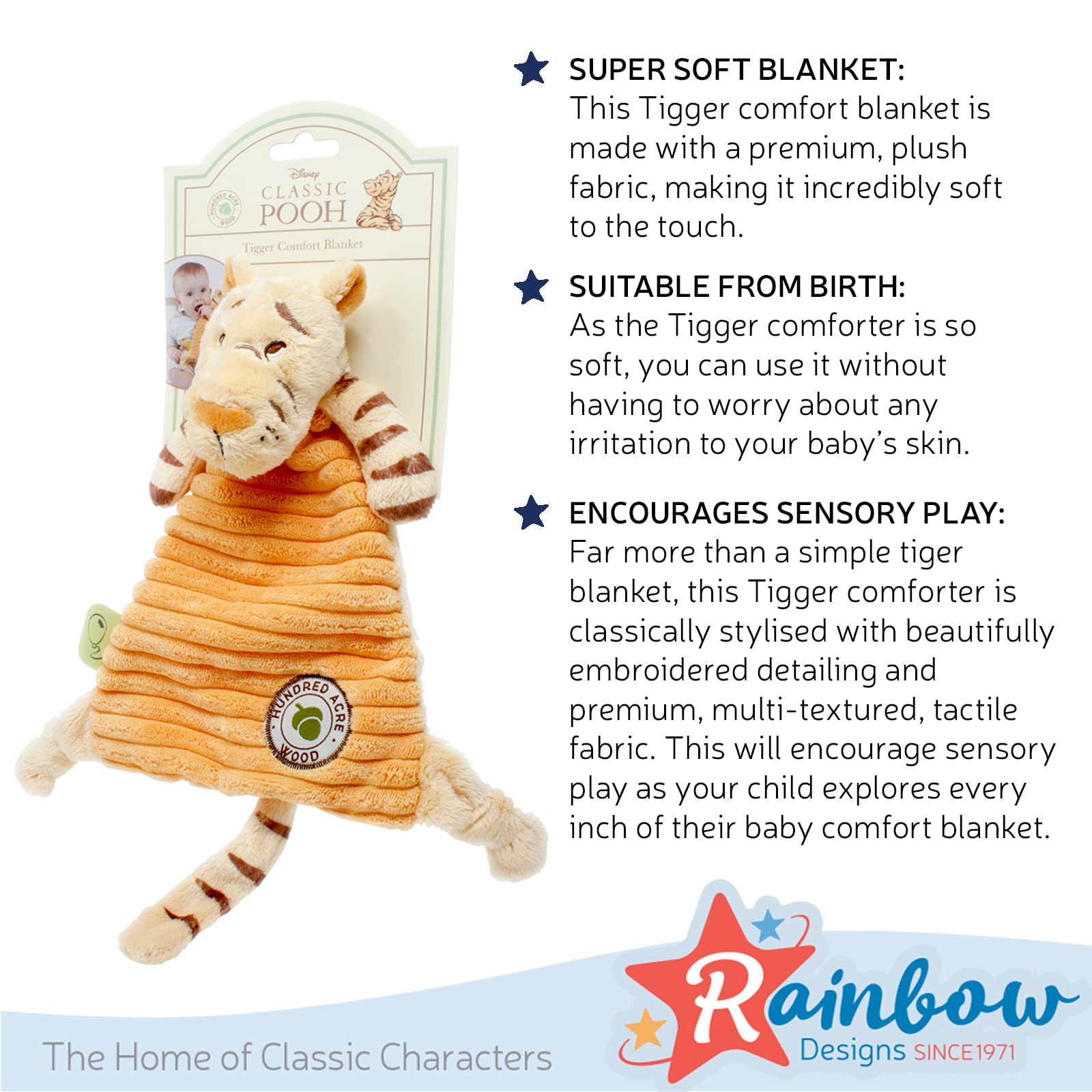 Tigger Comfort Blanket - Super Soft Plush Baby Toy from Winnie the Pooh & Friends 4