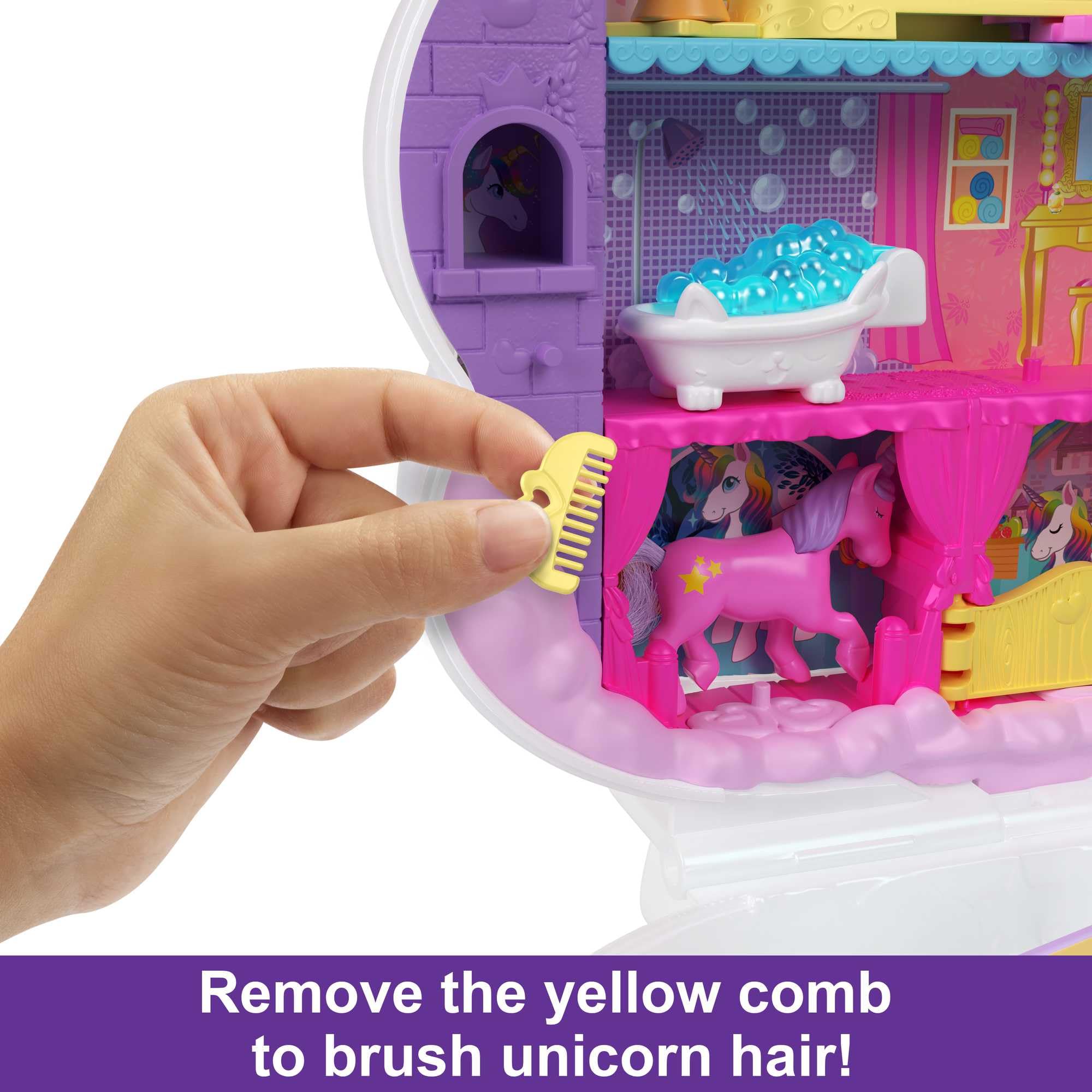 Polly Pocket Rainbow Unicorn Salon - 2-in-1 Styling Head & Playset for Kids 4+ 10