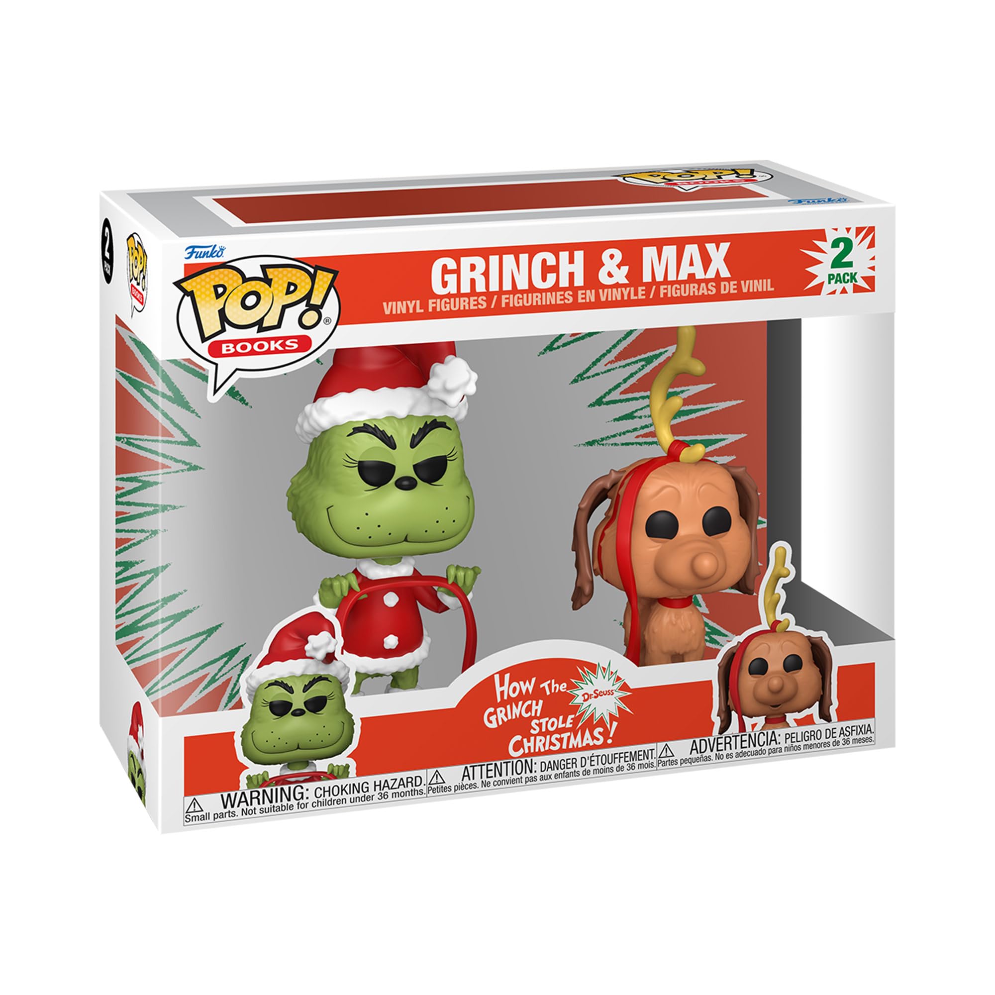 Funko Pop! Bücher Wie der Grinch Weihnachten gestohlen hat – Der Grinch mit Max Vinylfigur 2er-Pack (72505) 3