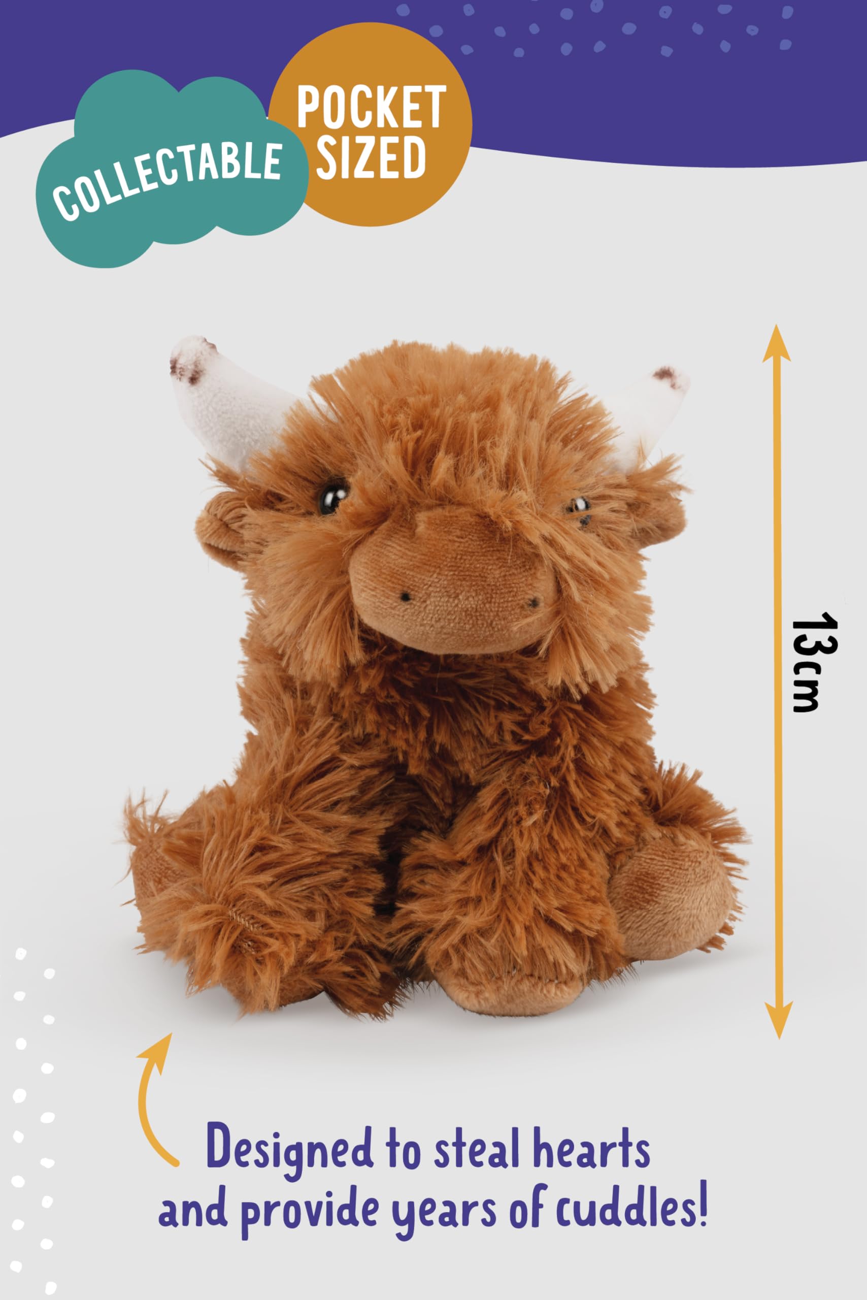 Living Nature SMOLS Highland Cow Plush Toy - Soft Eco-Friendly Stuffed Animal for Kids 0+ 3