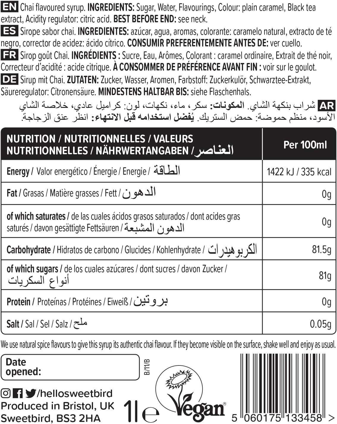 Sweetbird Chai Sirup | 1 Liter | Aromatischer Gewürzteesirup mit Zimt, Kardamom &amp; Ingwer 7